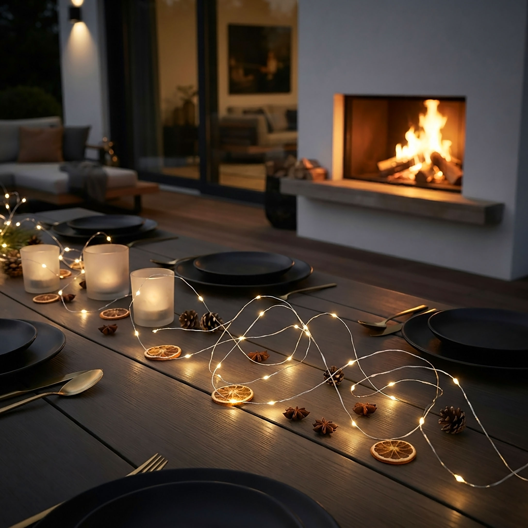 Draht Lichterkette 40 LED / 195 cm - warm weiß - Deko Beleuchtung für Außen und Innen