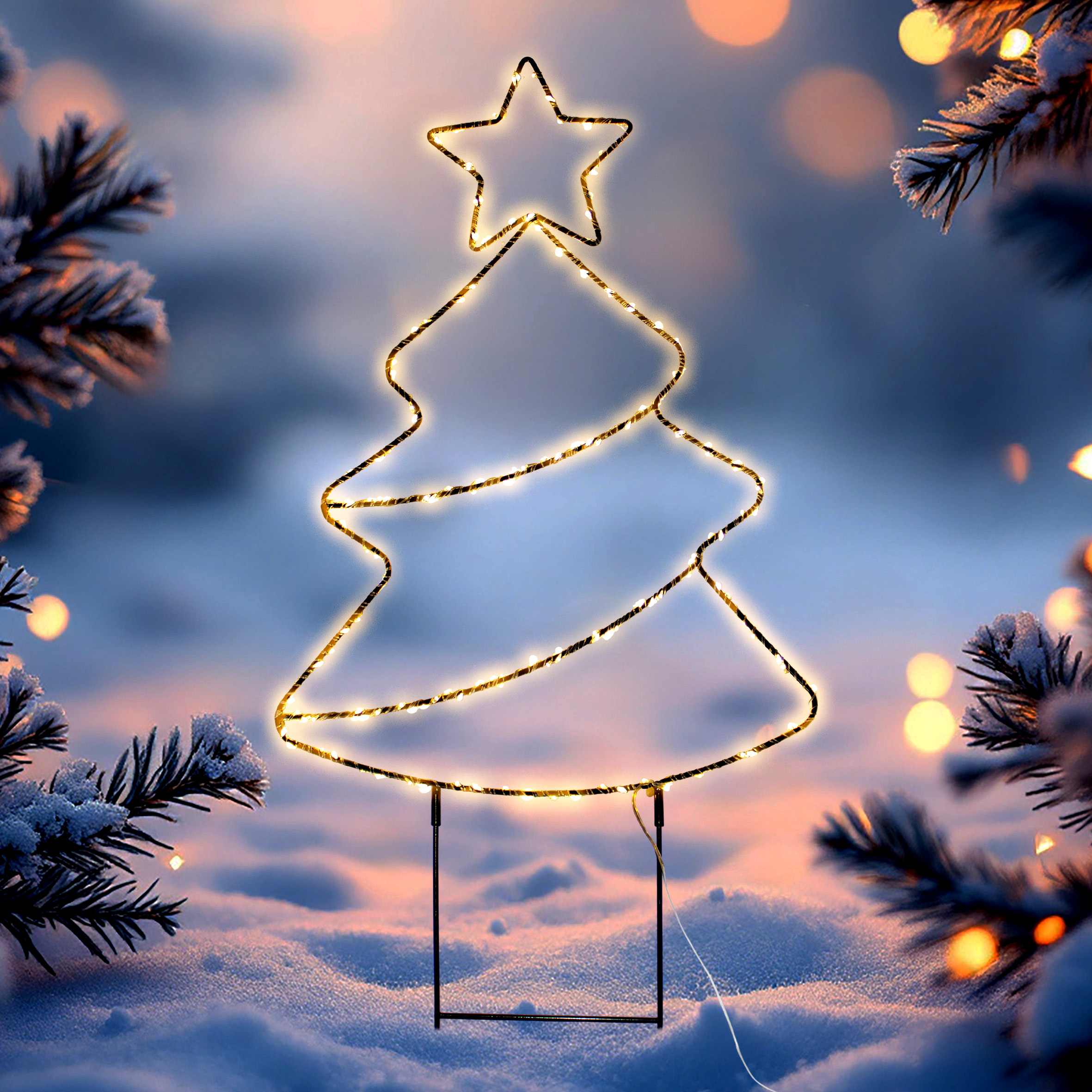LED Gartenstecker Weihnachtsbaum mit Timer 96 cm
