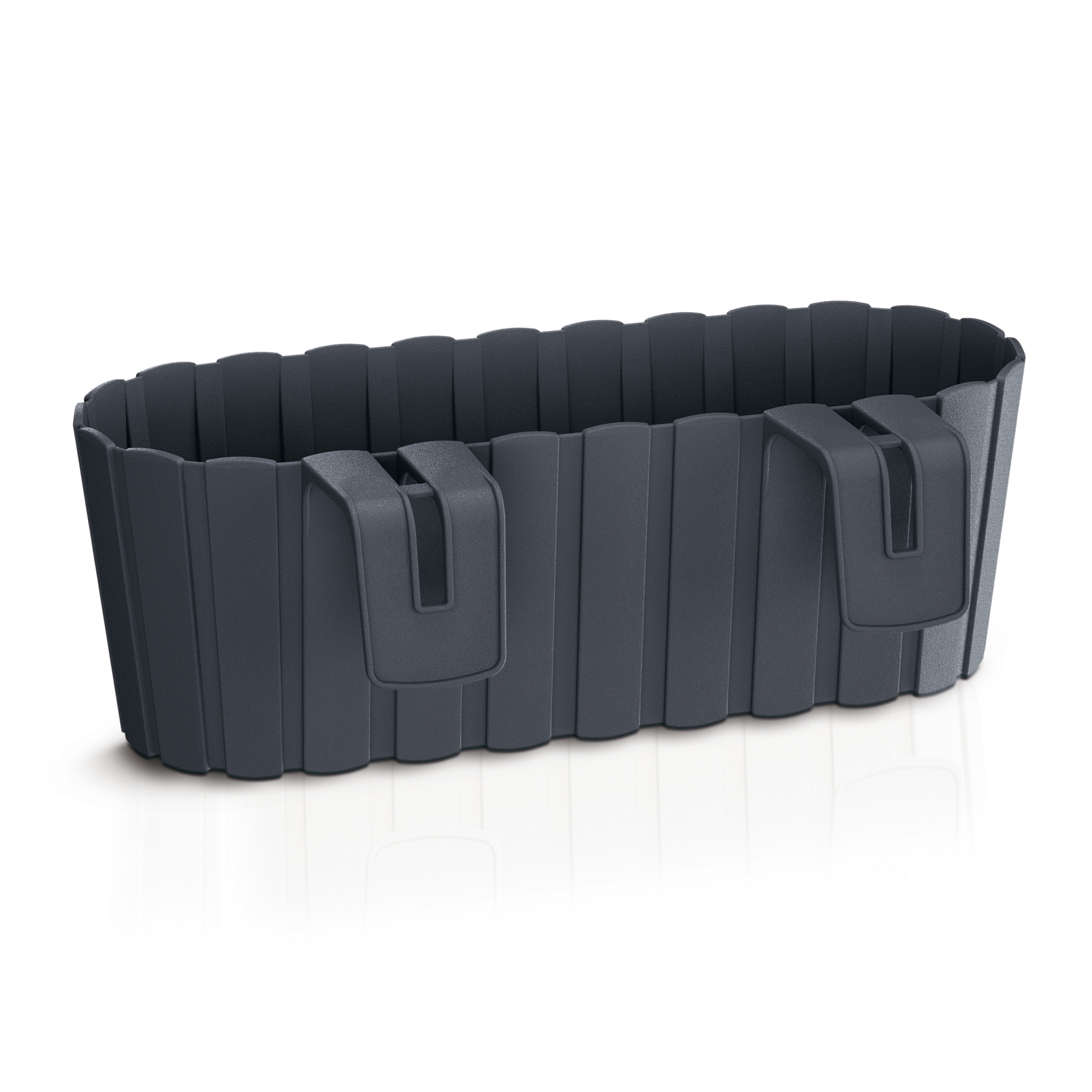 Balkon Blumenkasten mit Halterung 39 x 13 cm - 2er / 6er Set - Kunststoff Geländer Pflanztopf in anthrazit