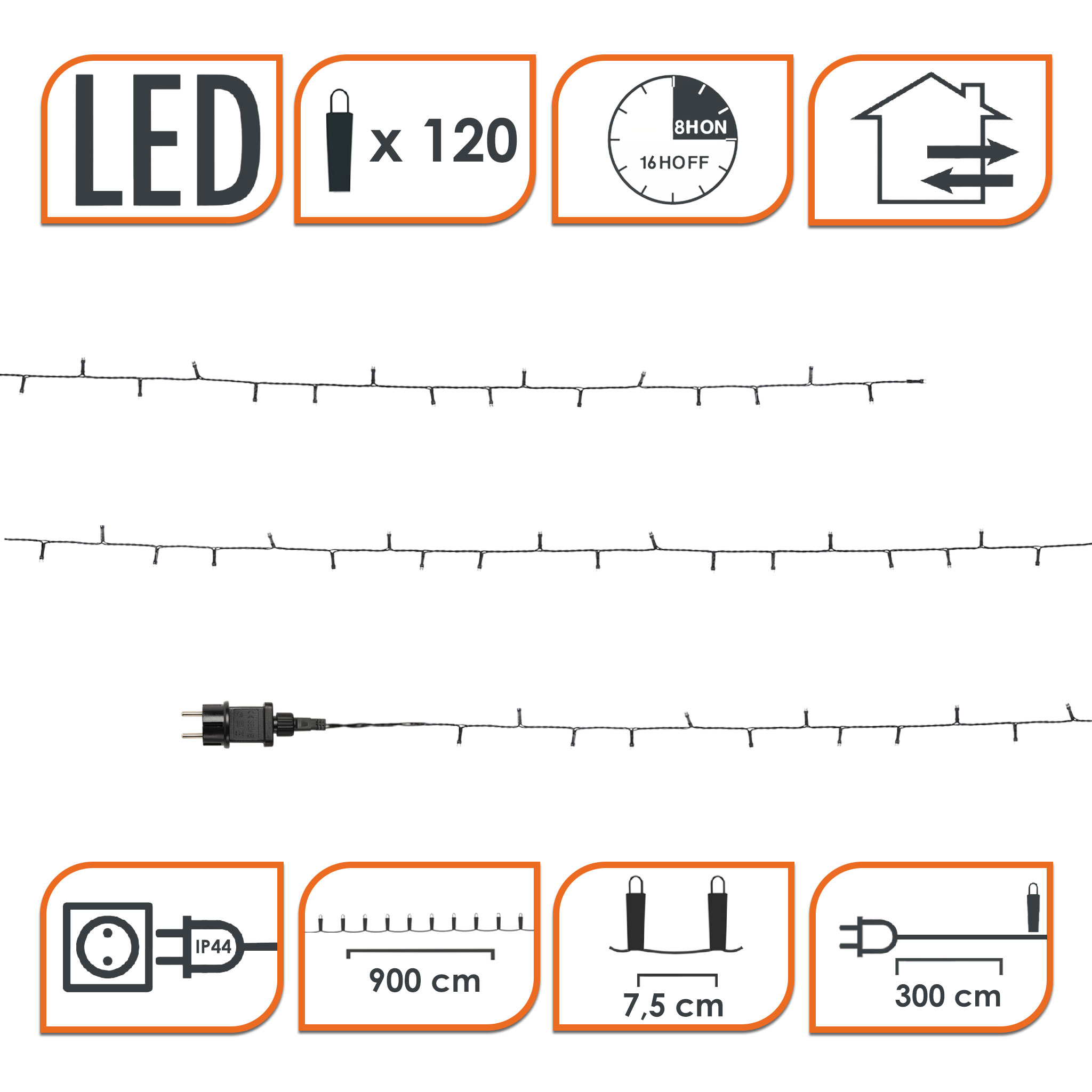 LED Weihnachts Lichterkette bunt - 120 LED / 12 m - Deko Beleuchtung für Außen mit Timer