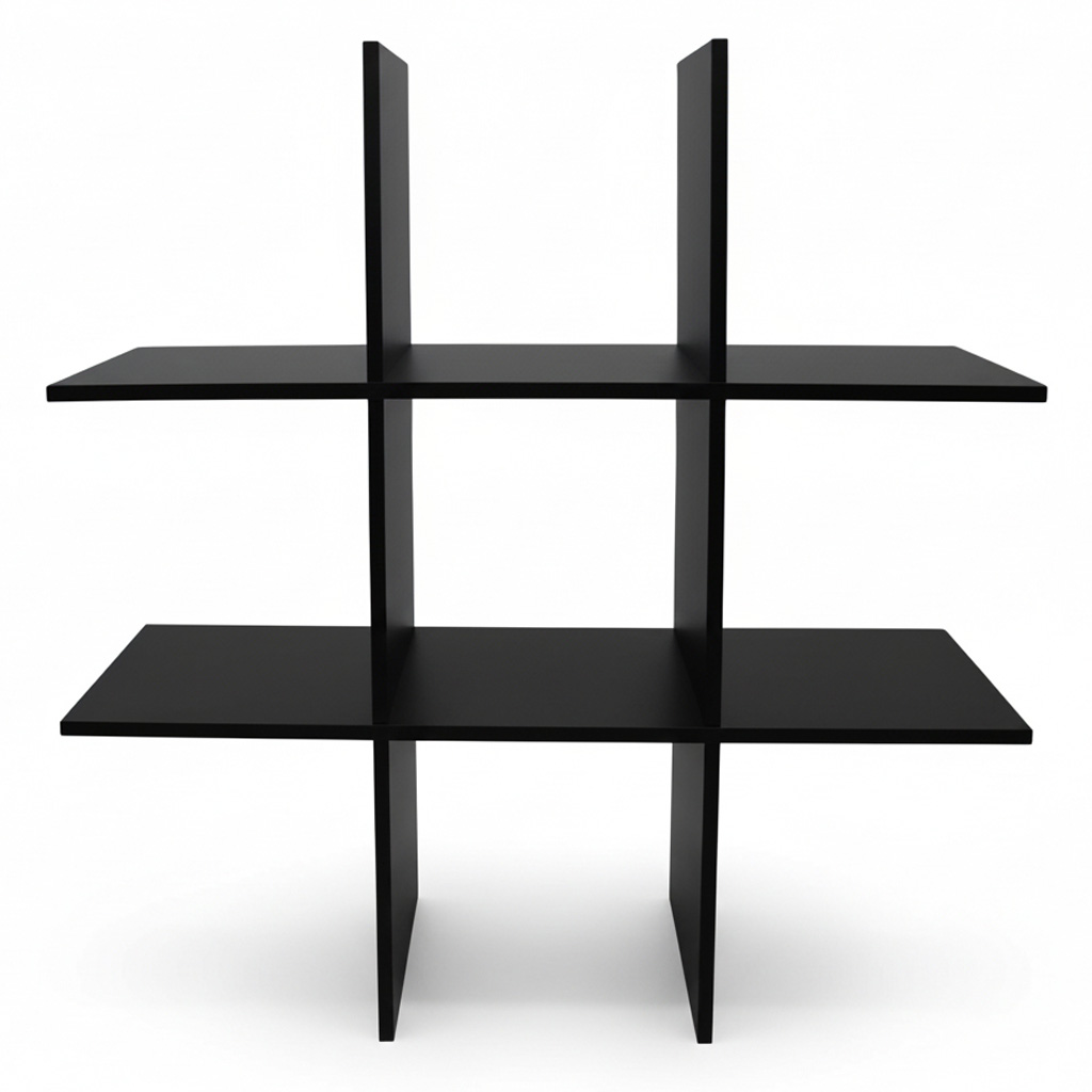 Holz Wandregal 55 x 55 cm schwebend mit 6 Fächern - schwarz - Schweberegal im Würfel Design mit Melamin Furnier