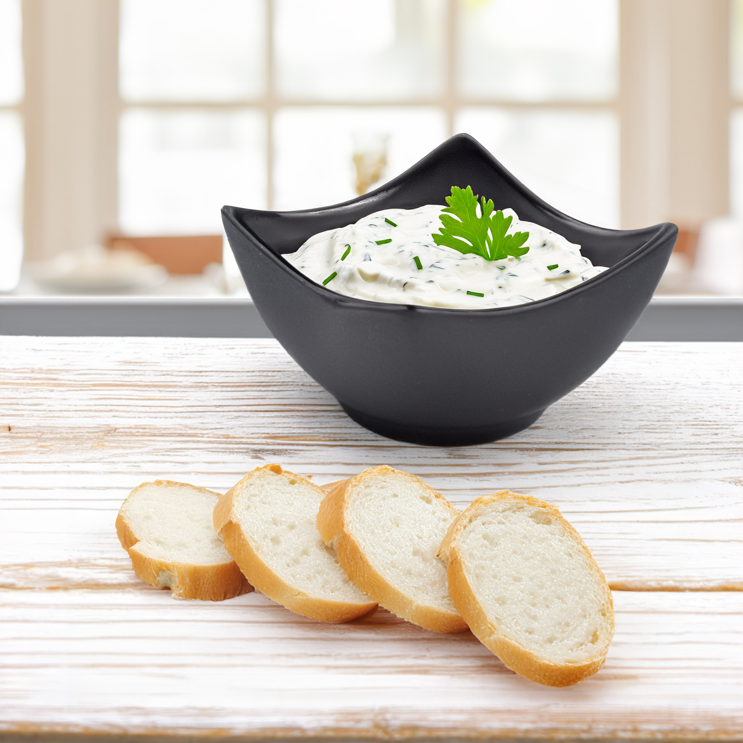 Keramik Dip Schale eckig schwarz matt - 6er Set - Snack Saucen Schüssel