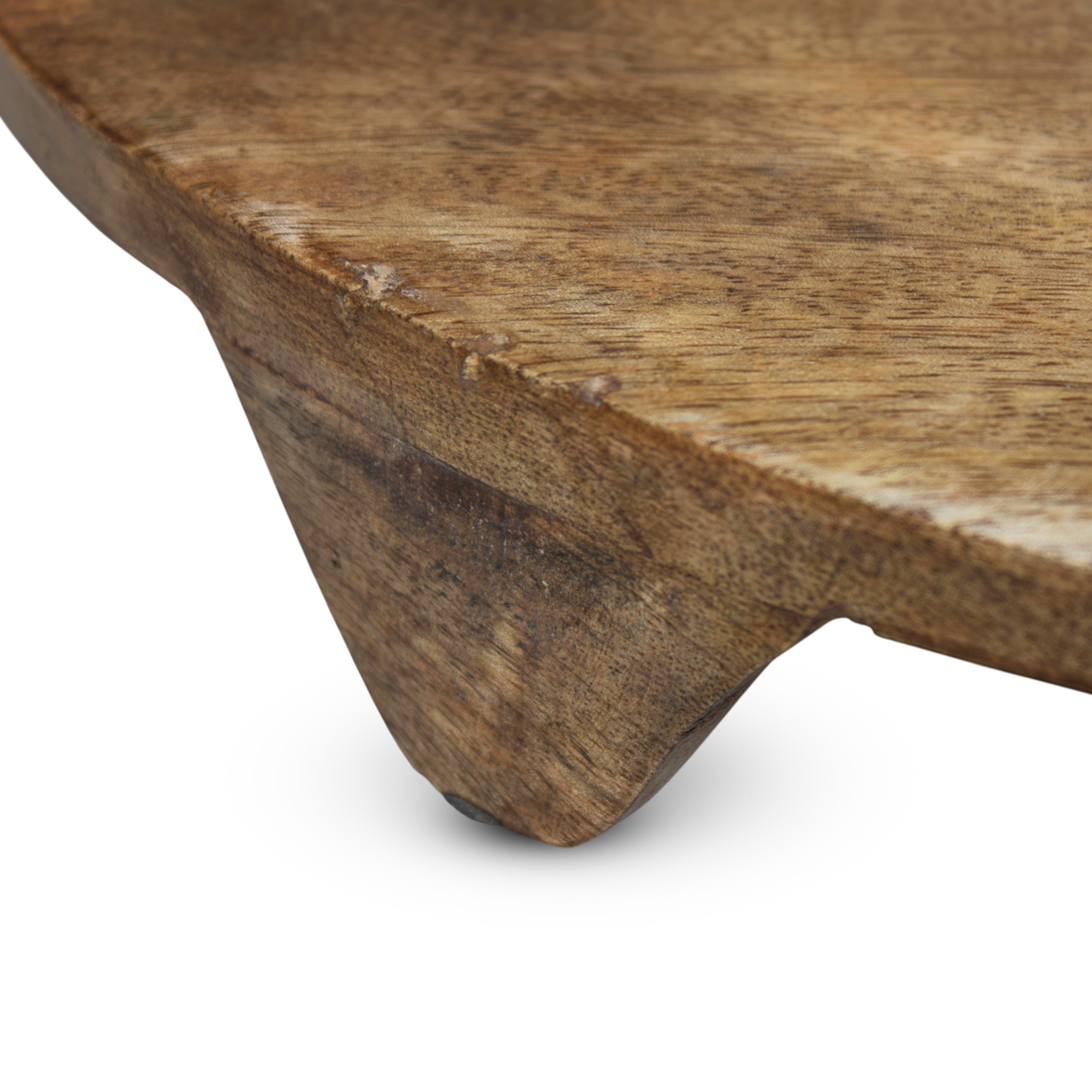 Mangoholz Servierteller groß rund auf Füßen lebensmittelecht - 38 cm - XL Massivholz Servierplatte mit Standfüßen