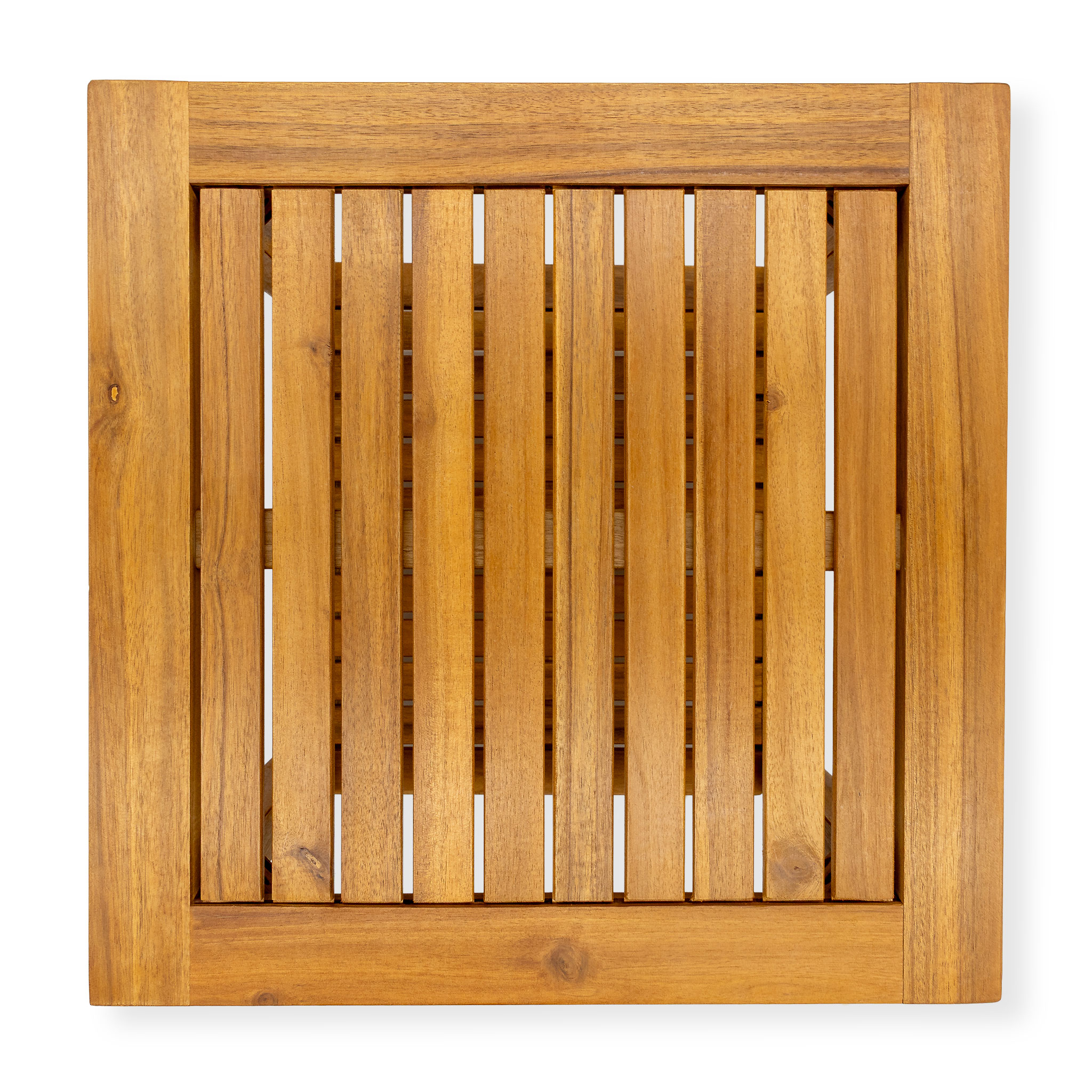 Akazien Beistelltisch geölt - 45 x 45 cm - Holz Gartentisch mit 2 Ablagen - Couchtisch Bistrotisch Holztisch aus Akazienholz für Balkon Terrasse Garten