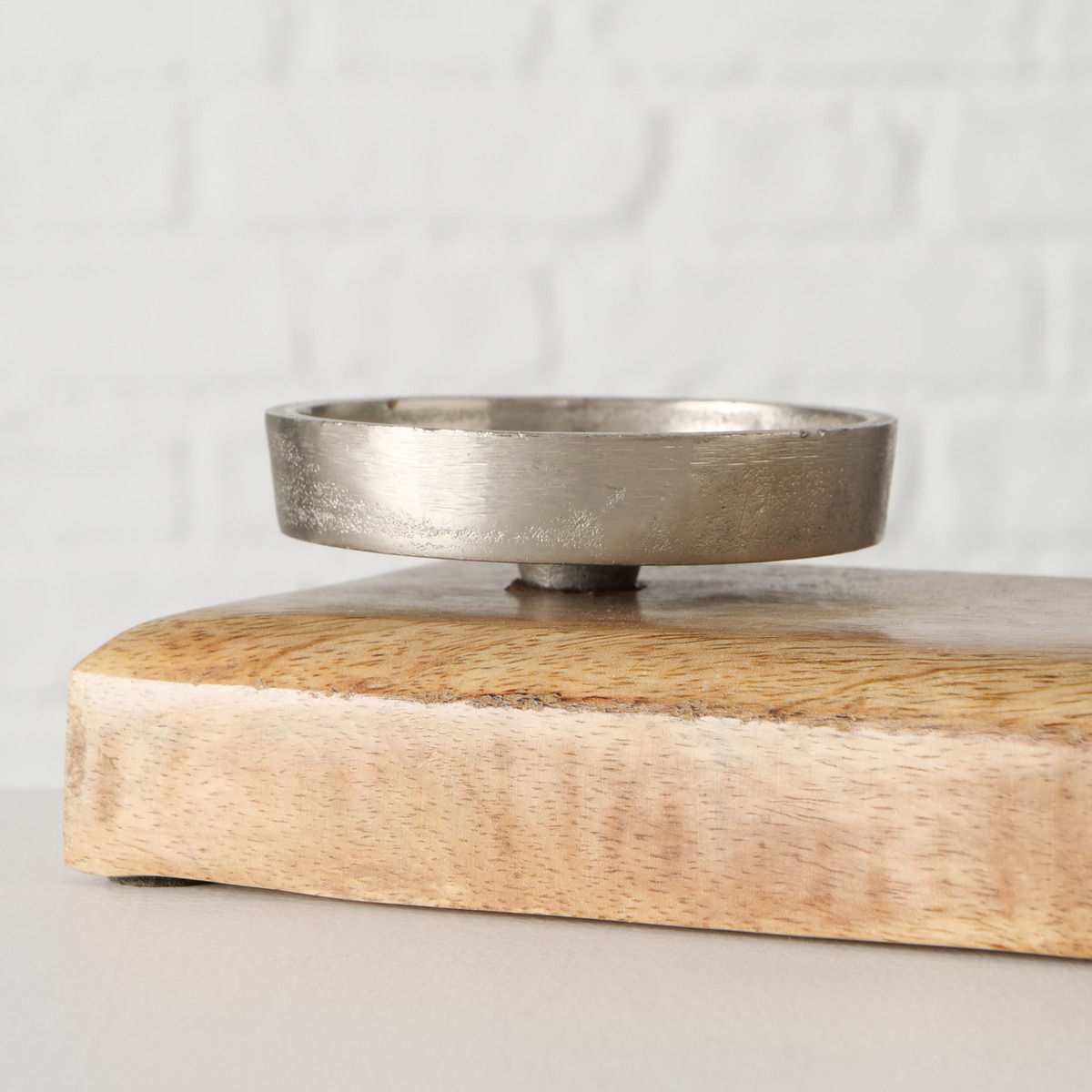 Mango Adventskerzenhalter XL für 4 Kerzen - 50 x 10 cm - Holz Aluminium Kerzenständer