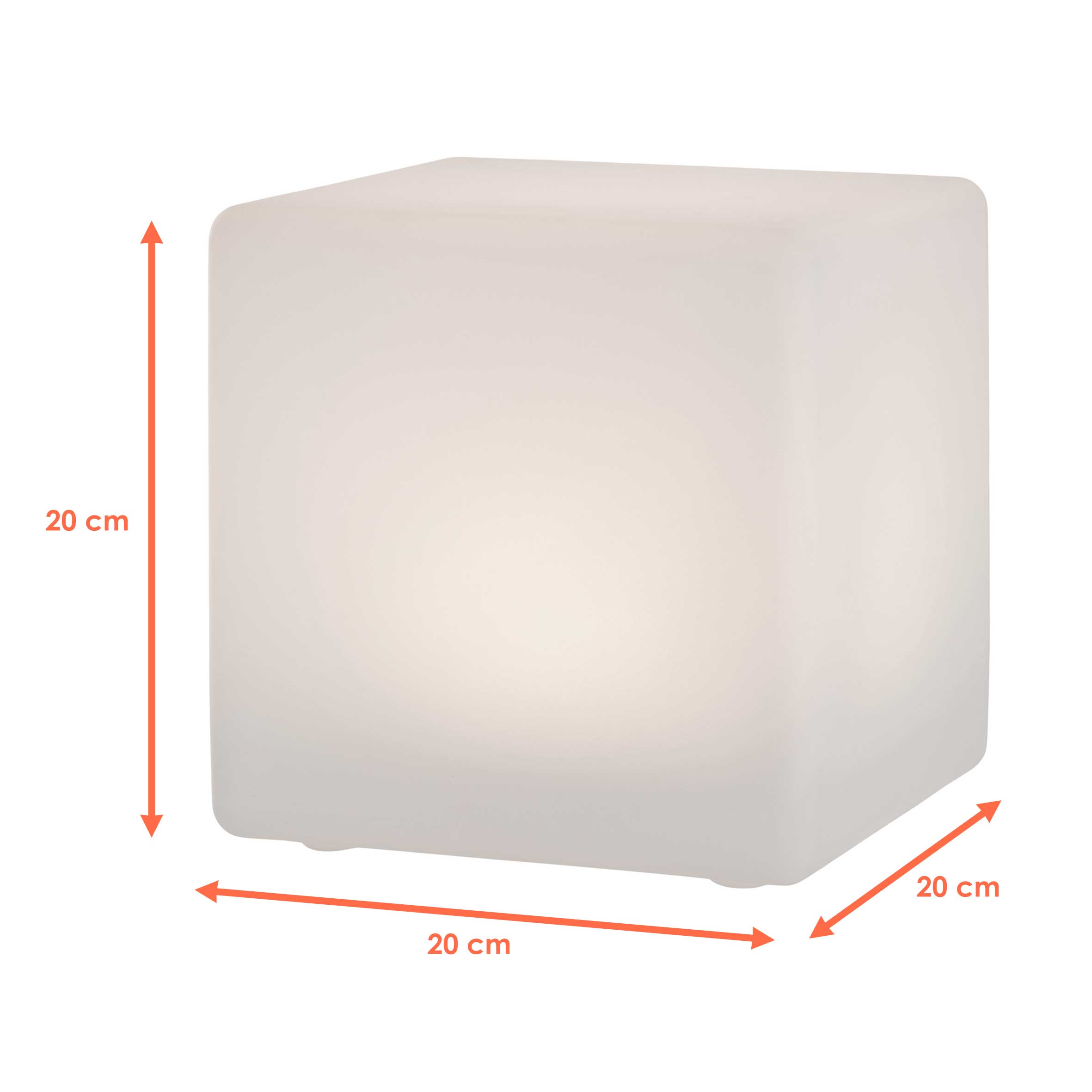 LED Solar Kunststoff Würfelleuchte warm weiß - 20 cm - Garten Deko Beleuchtung mit Milchglas Optik