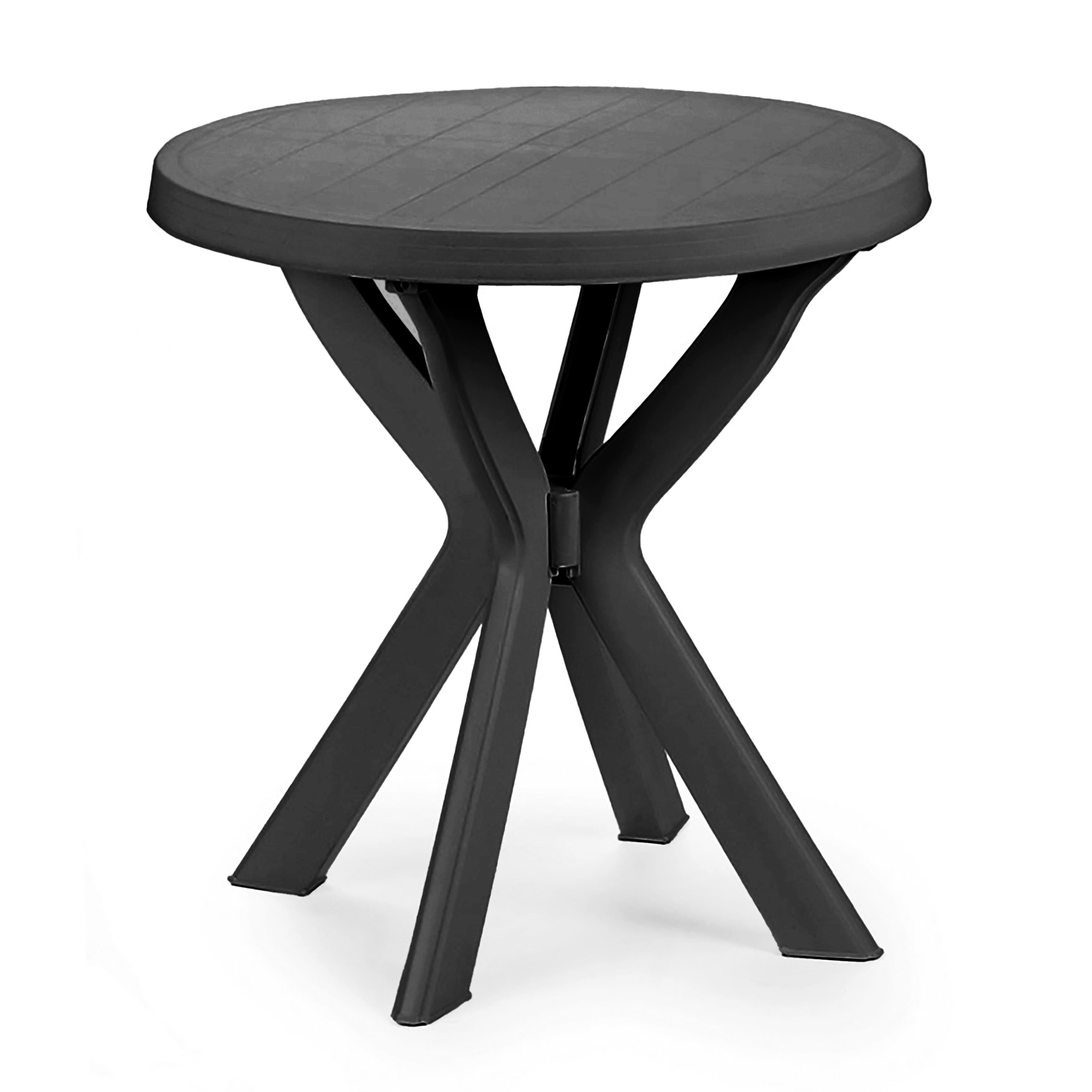Kunststoff Gartentisch rund anthrazit - 70 cm - Campingtisch im klassischen Design
