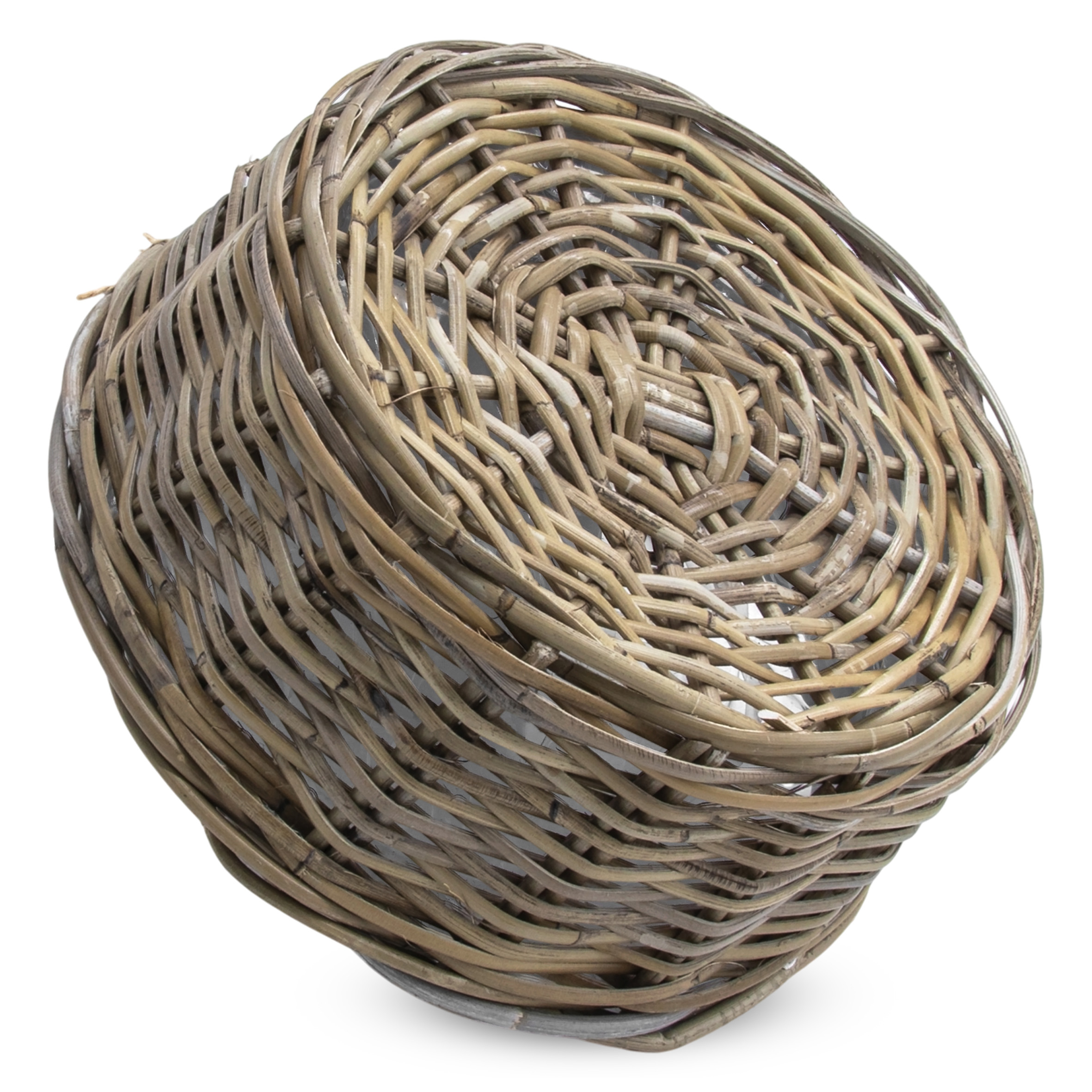 Pflanzschale aus Rattan im 3er Set - 30 / 26 / 21 cm - Blumentopf mit Folie ausgekleidet