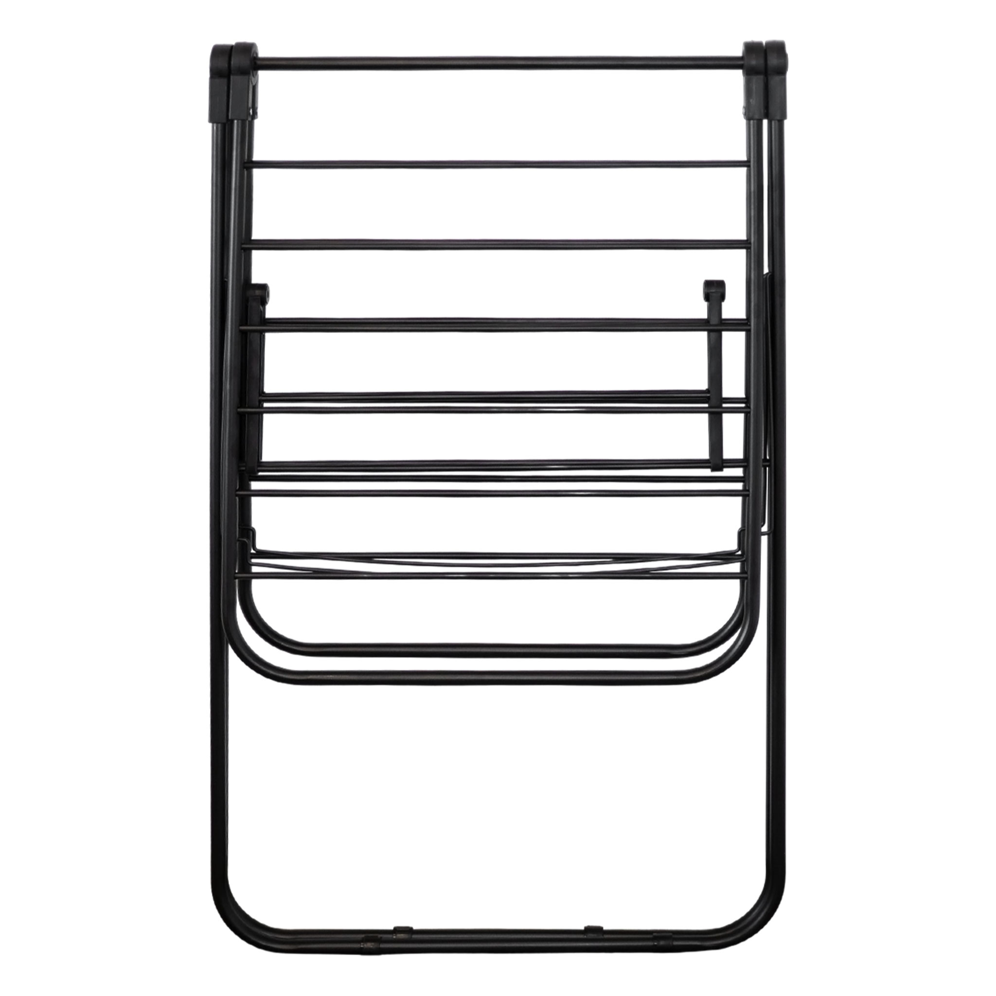 Wäscheständer schwarz mit 2 Etagen klappbar 15 m Trockenlänge - 136 x 59 cm - Metall Wäschetrockner Gestell mit 2 Ebenen