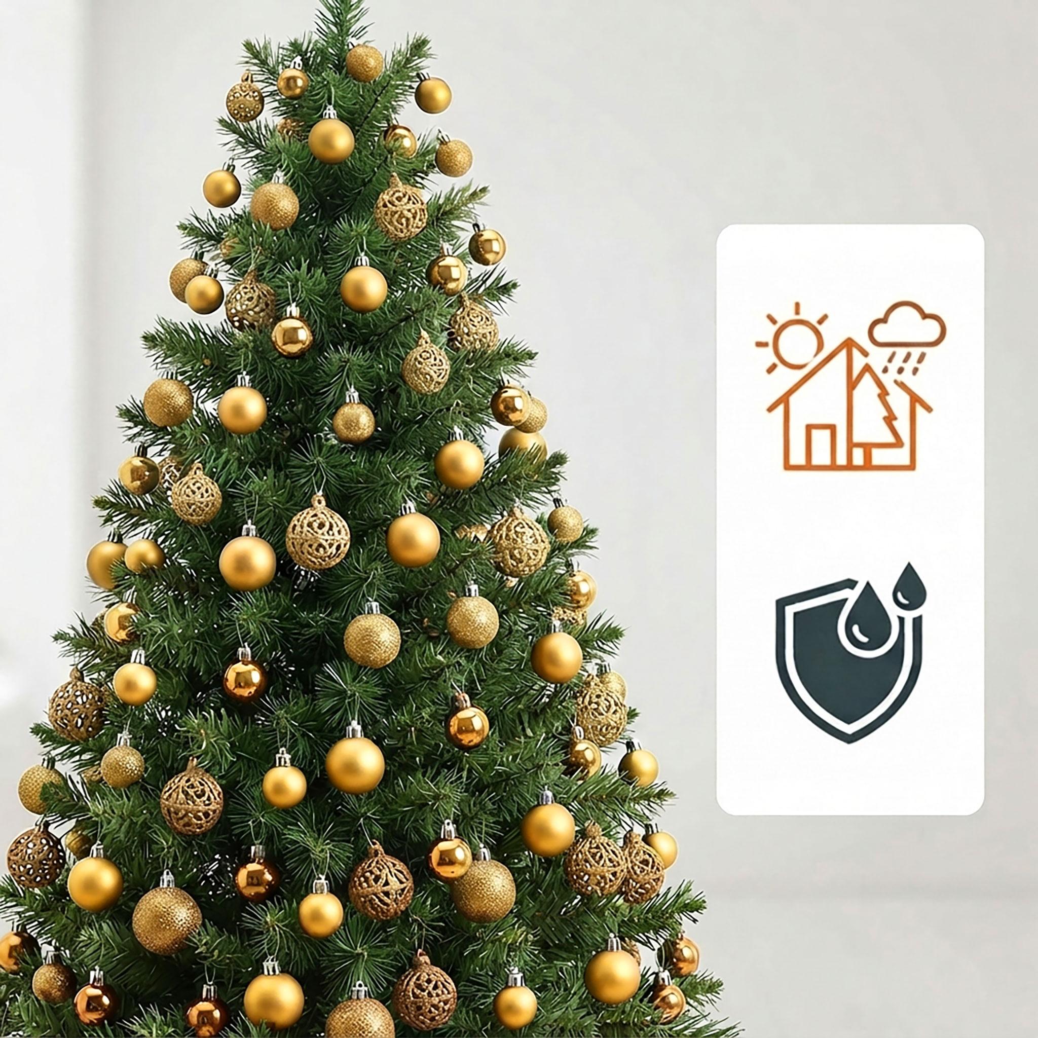 Kunststoff Christbaumkugel Set bruchsicher - gold - Design Weihnachtskugeln inklusive Metall Haken
