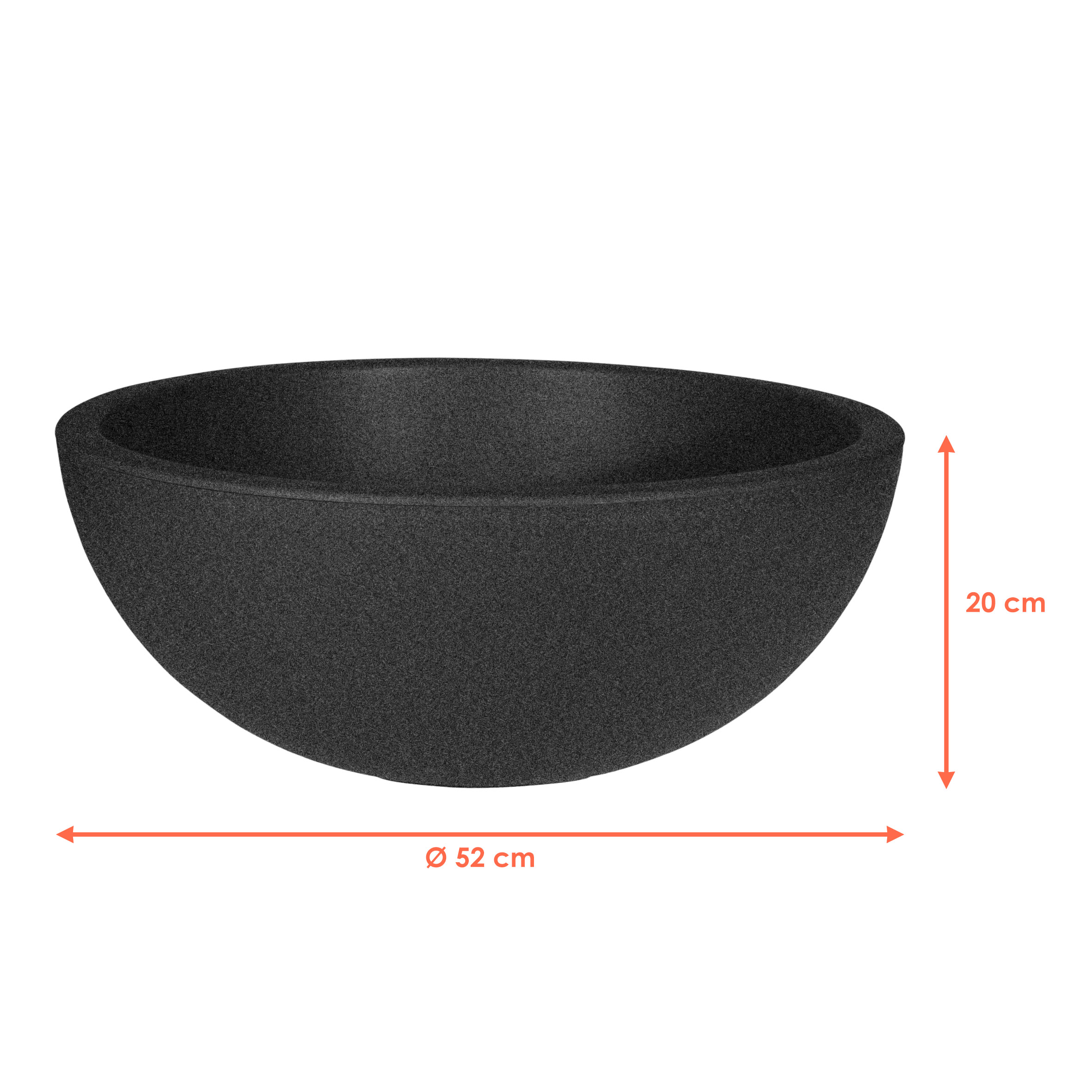 Pflanzschale rund anthrazit - Ø 52 cm - Kunststoff Blumenkübel für Außen