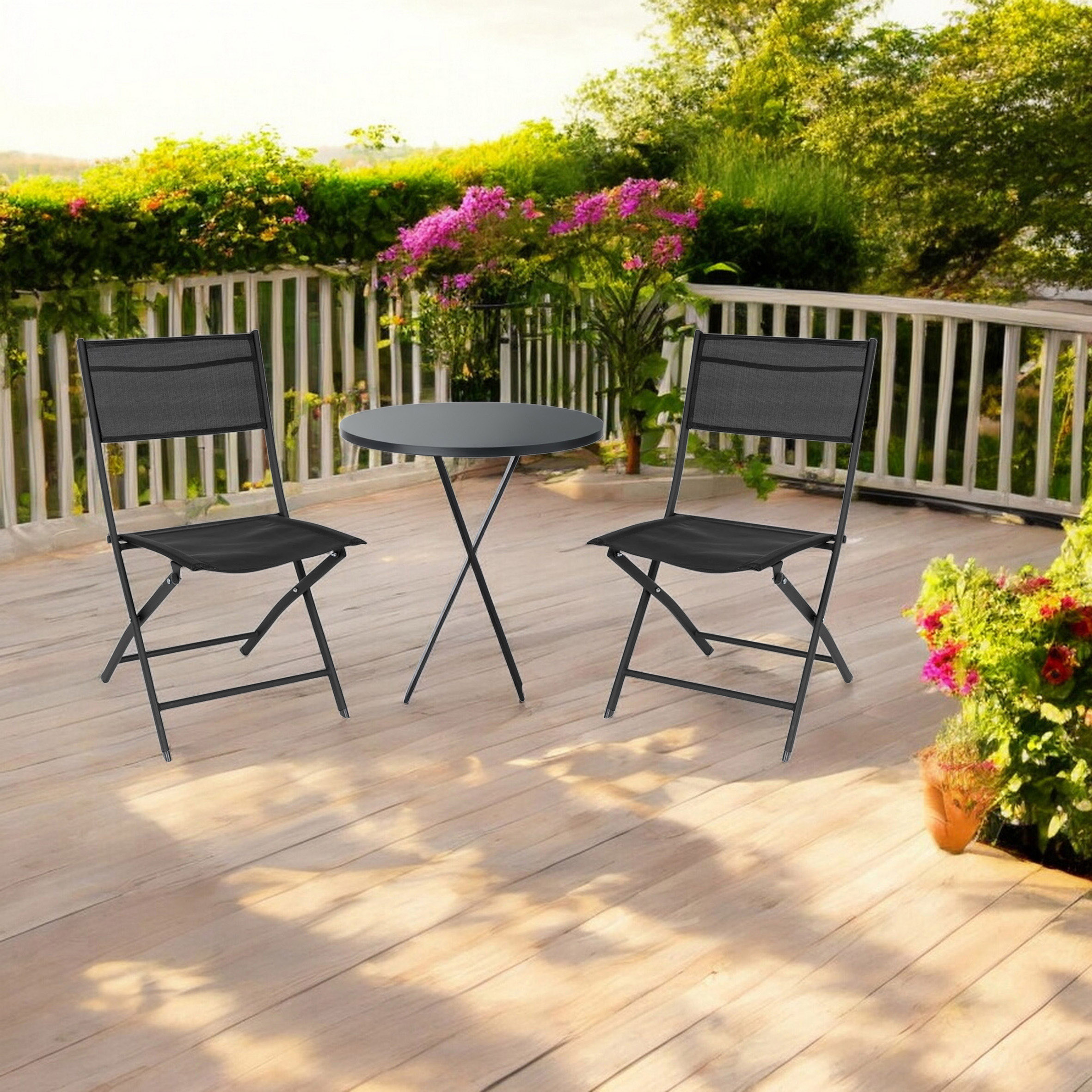 Balkon Klappstuhl schwarz - 83 x 55 cm