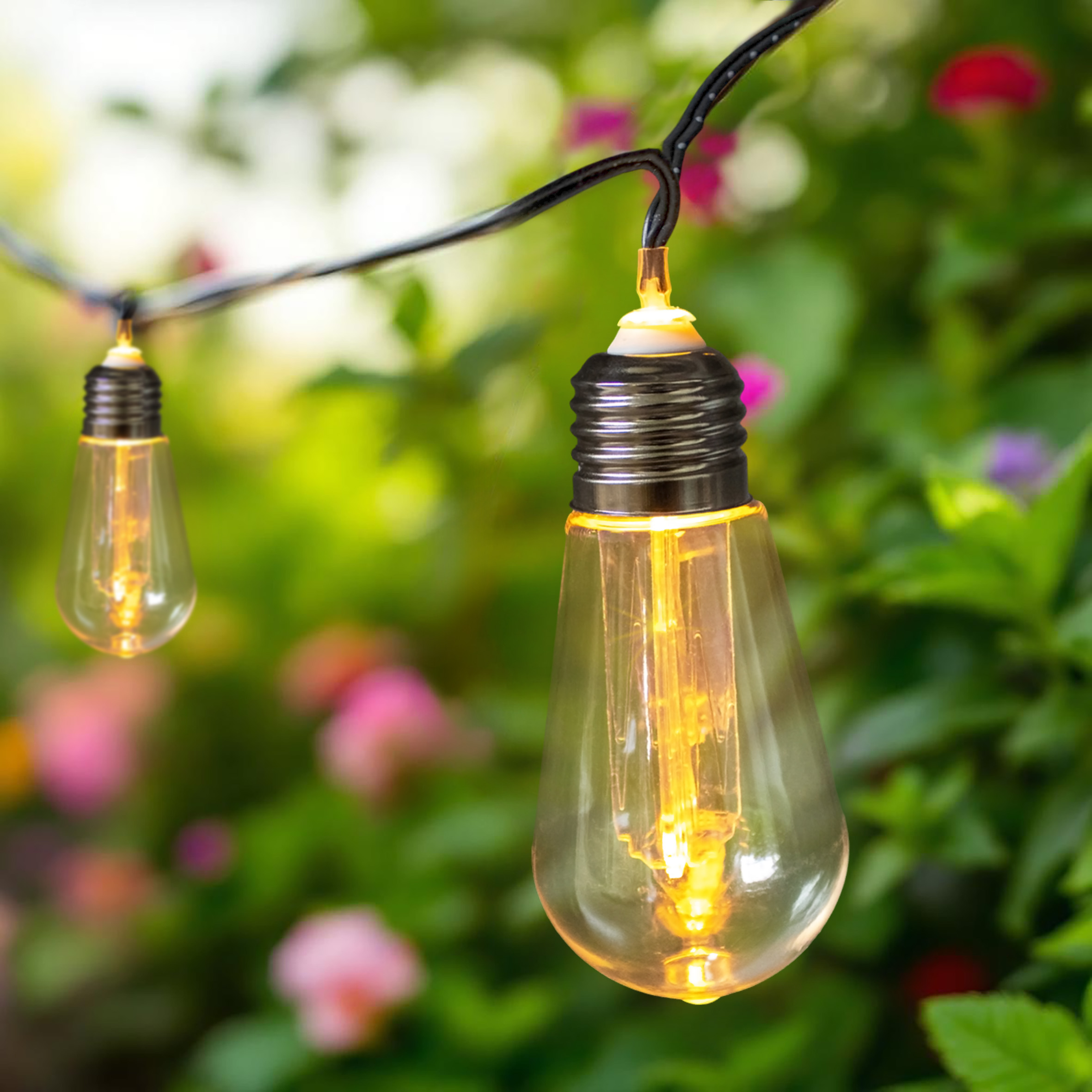 LED Lichterkette mit 10 LED Glühbirnen kabelgebunden - 450 cm
