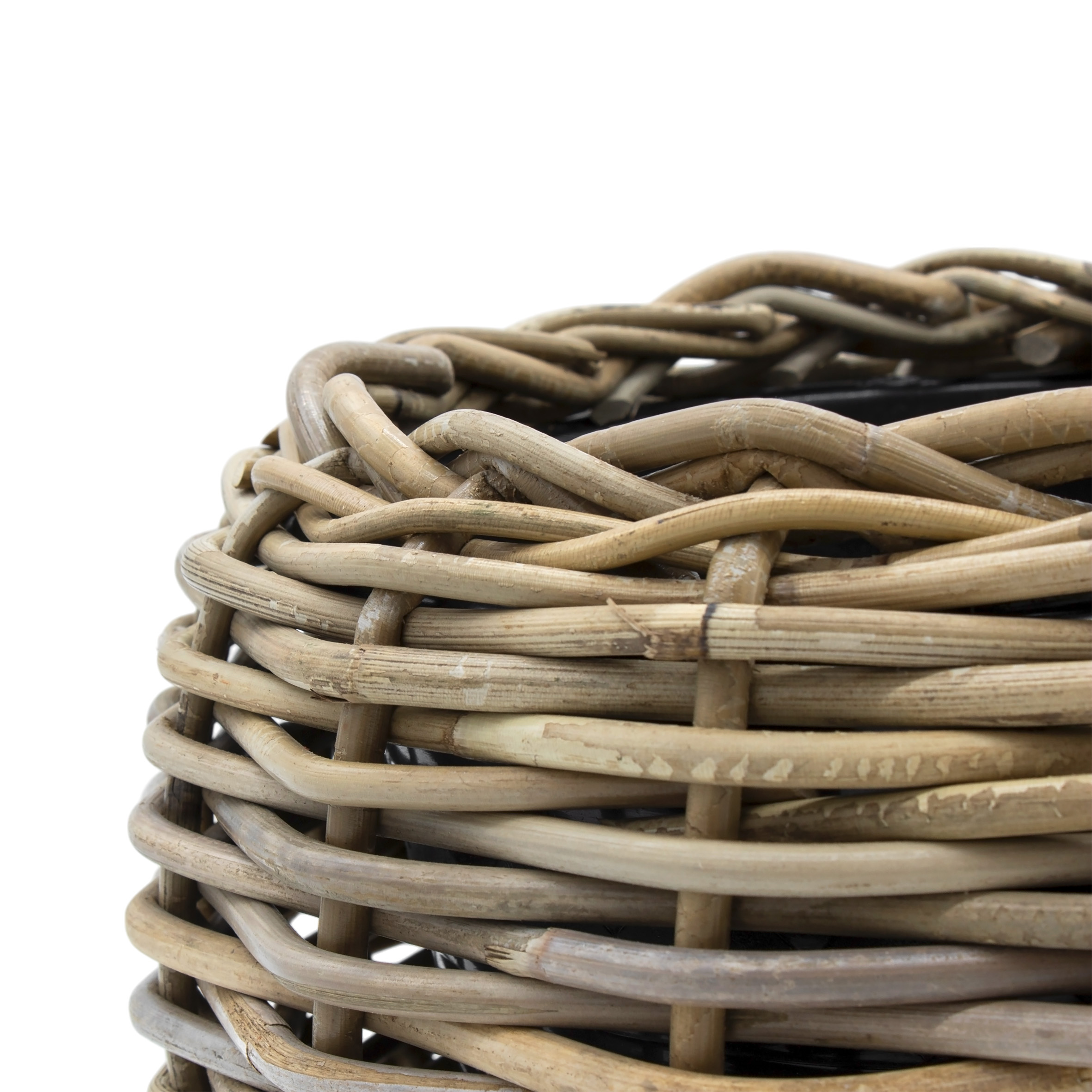 Rattan Pflanztopf mit Kunststoff Einsatz - 29 x 19 cm - Garten Deko Blumenkorb shabby natur
