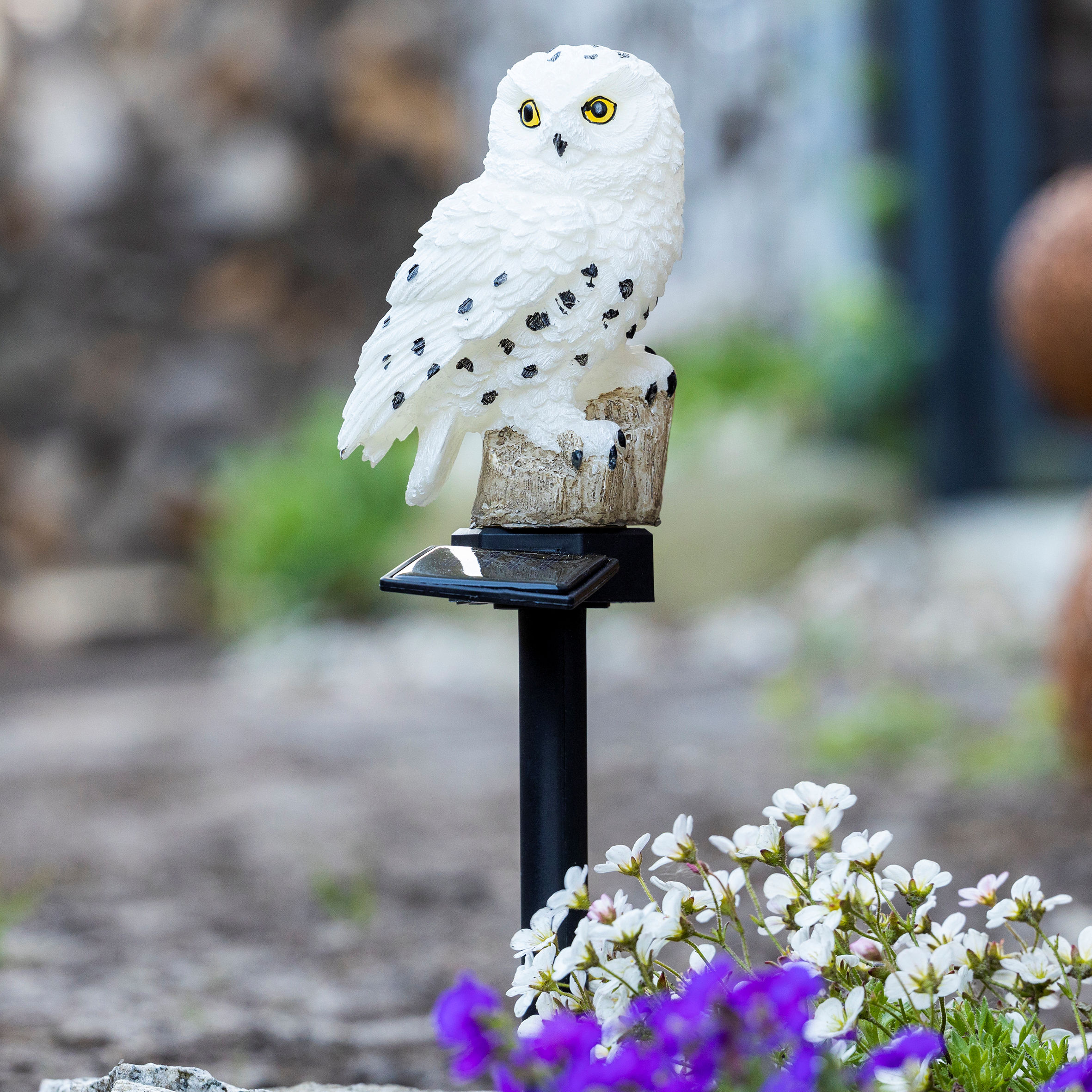 LED Solar Gartenstecker EULE warm weiß - 45 x 10 cm