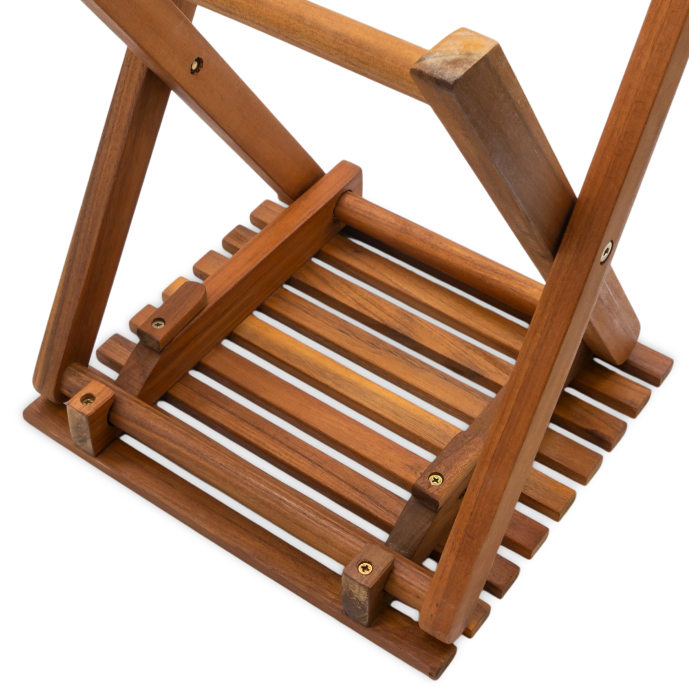 Akazien Klapphocker natur geölt 37 x 29 cm - 2er Set - Holz Blumenhocker klappbar im Teak Look
