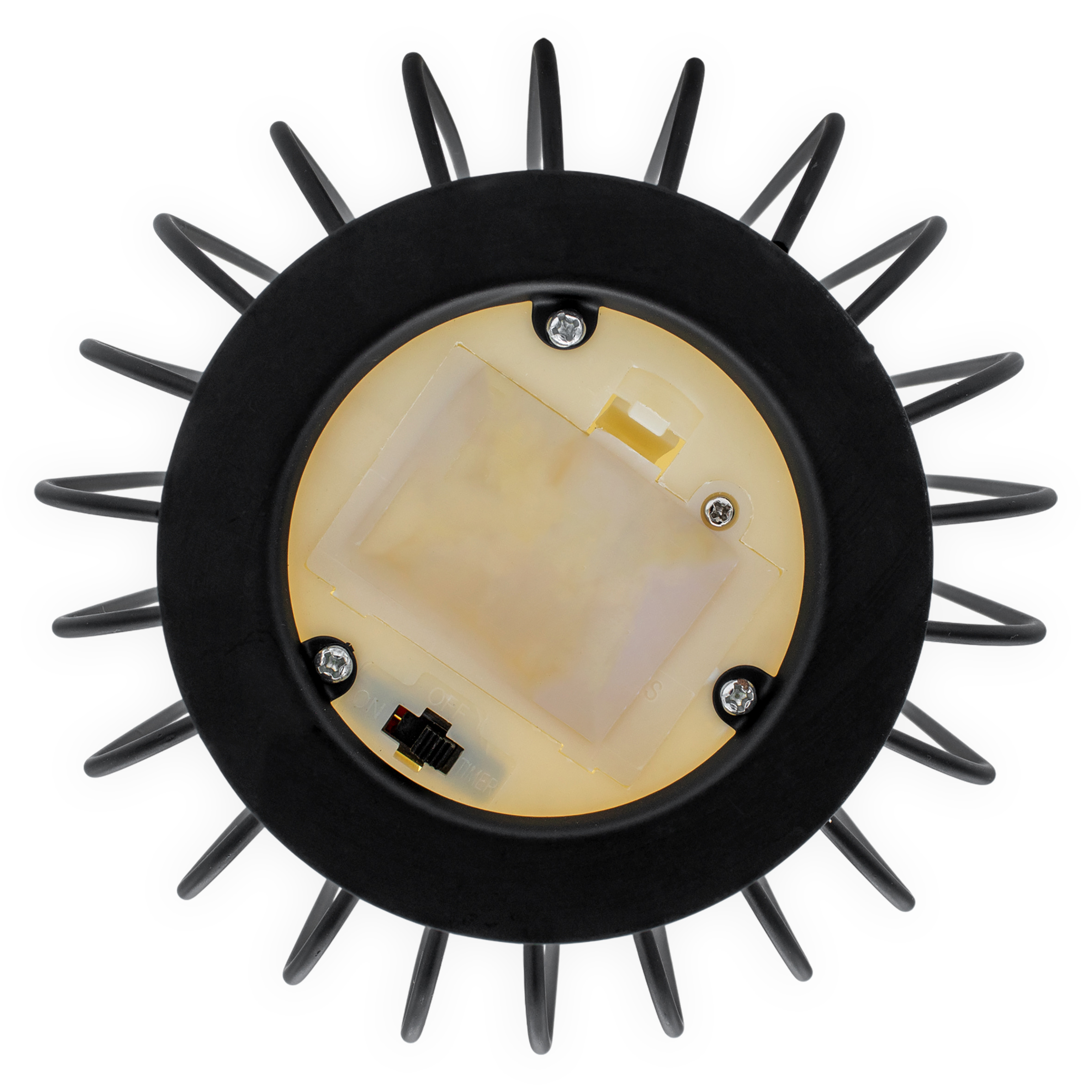 Metall Gitter Windlicht schwarz mit LED Kerze - 22 x 14 cm - Tisch Laterne warm weiß beleuchtet mit Timer
