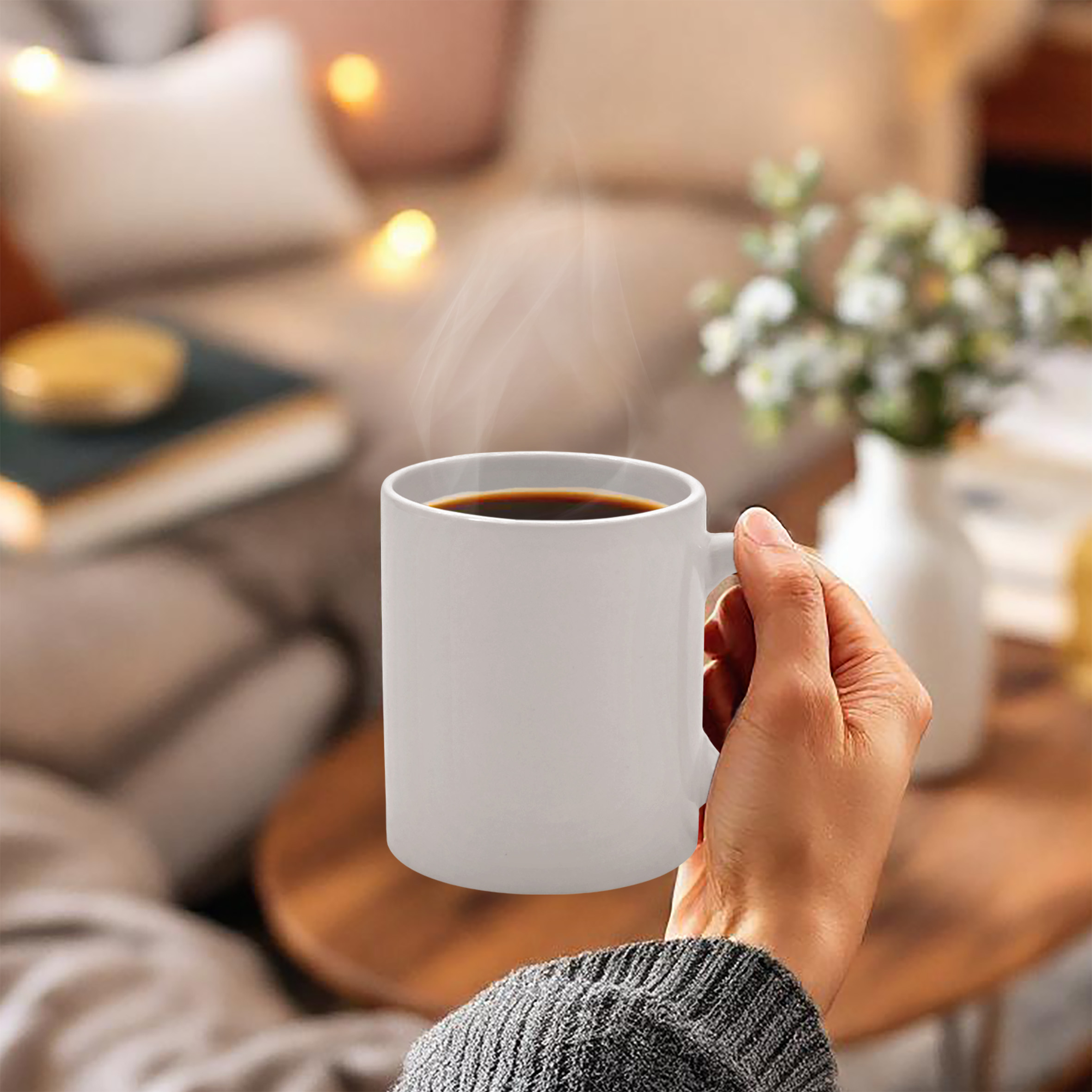 Porzellan Kaffeebecher mit Henkel weiß  für 310 ml - 6er Set - Kaffee und Tee Tasse zum Bemalen und Personalisieren