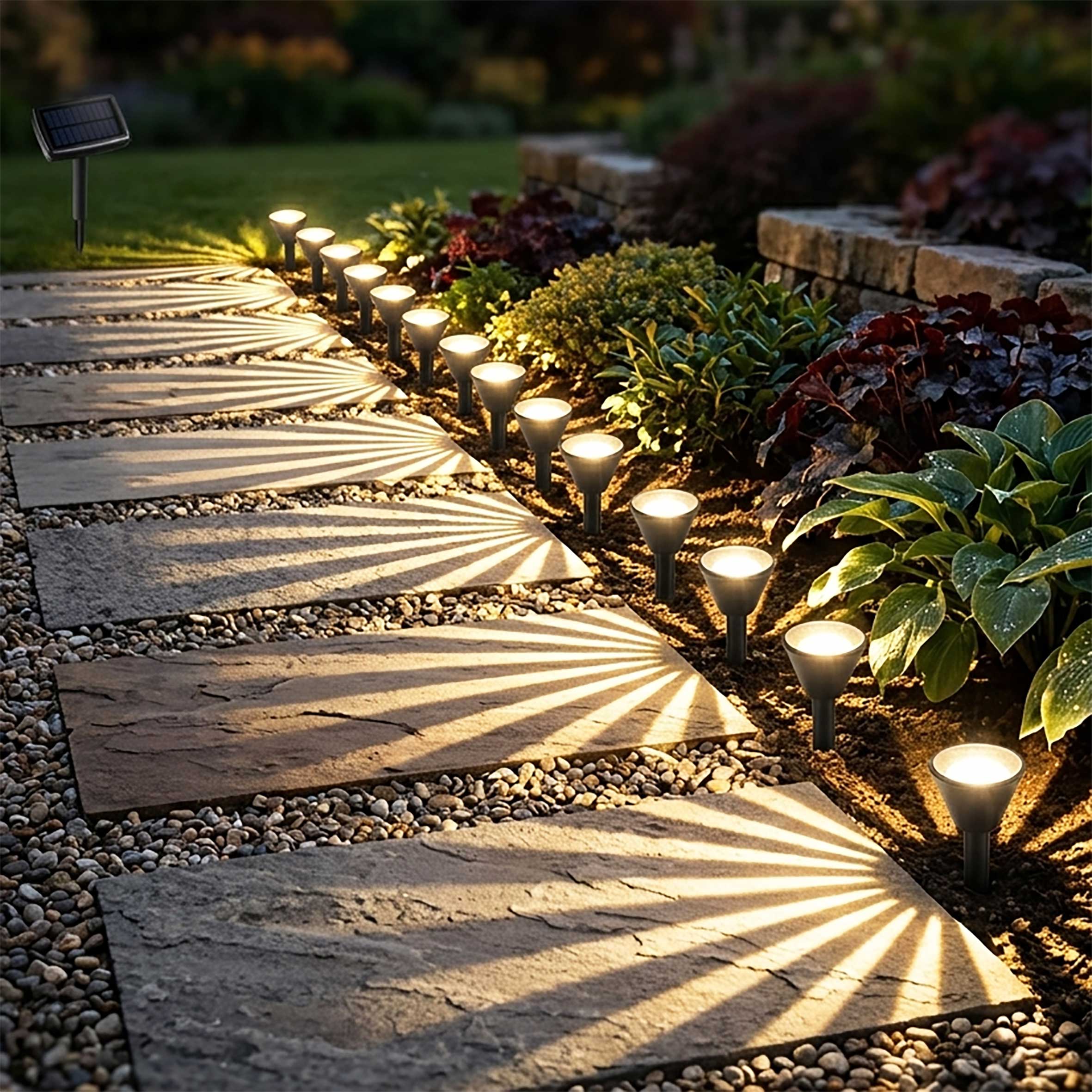 LED Solar Pflanzenstrahler klein - 10er Set - Mini Gartenstrahler warm weiß - Garten Deko Beleuchtung