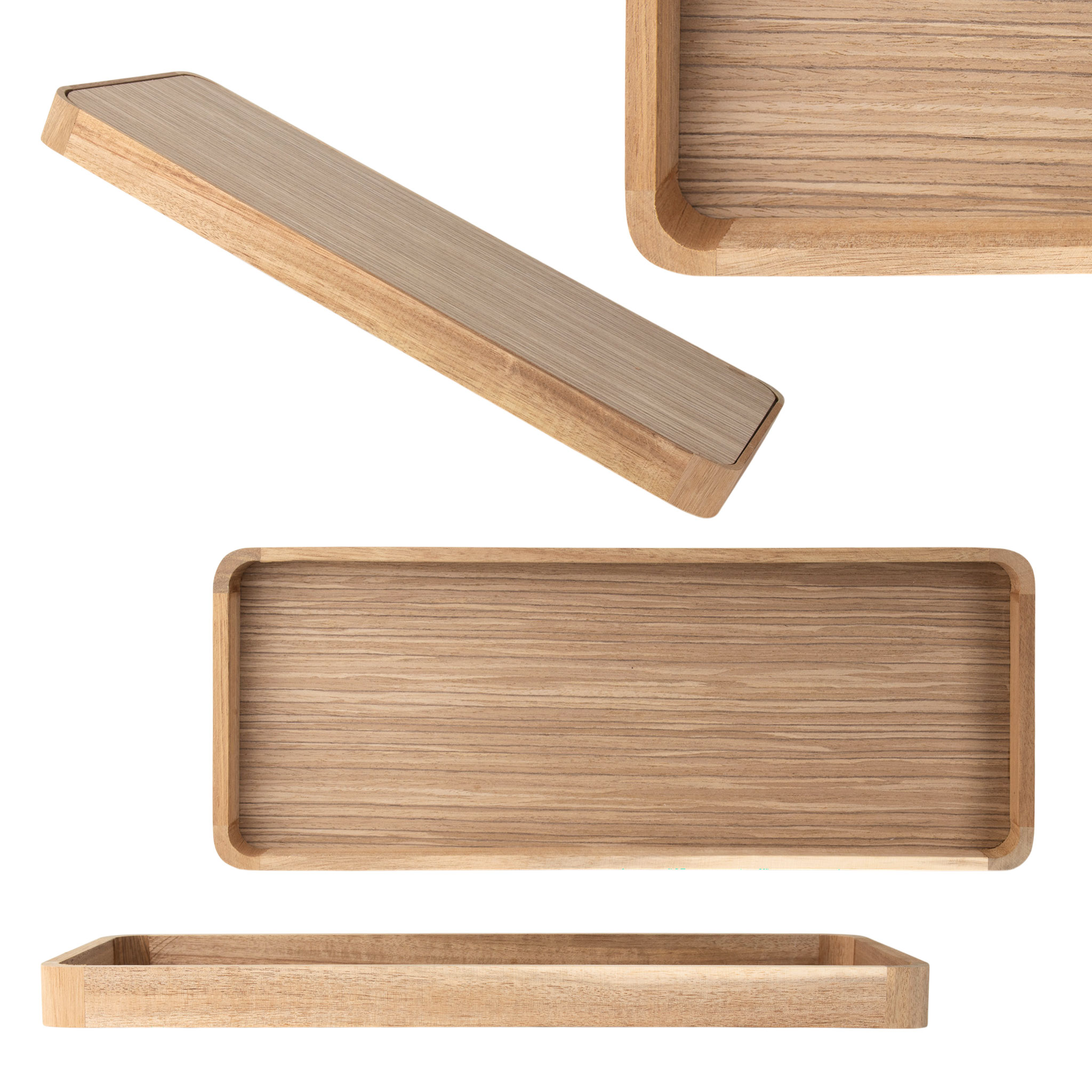Holz Kerzentablett rechteckig mit abgerundeten Ecken - 50 x 20 cm - Dekotablett lang naturbelassen mit Rand
