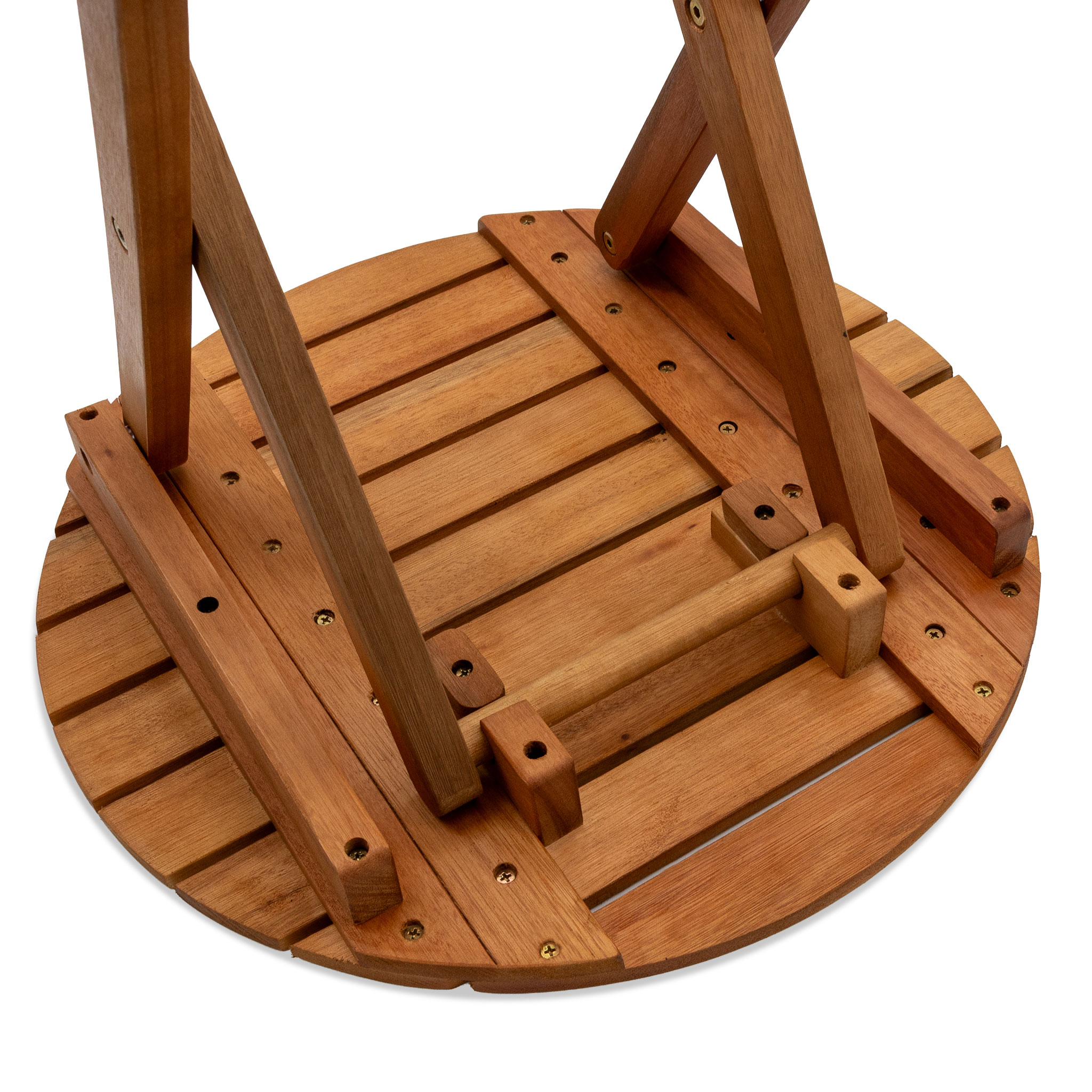 Eukalyptus Gartentisch rund - 50 x 45 cm - robuster Holz Klapptisch