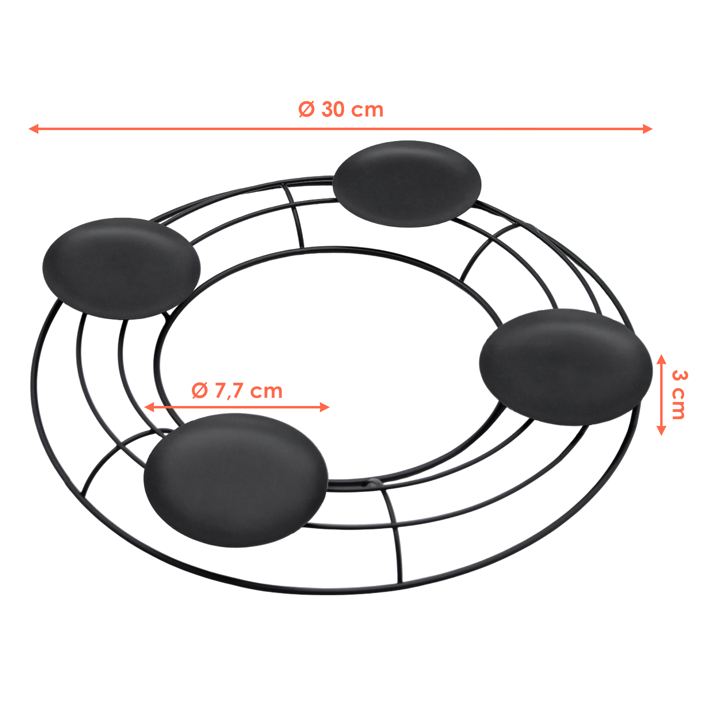 Metall Kerzenhalter schwarz 47 cm - Adventskerzenhalter ohne Docht Adventskranz