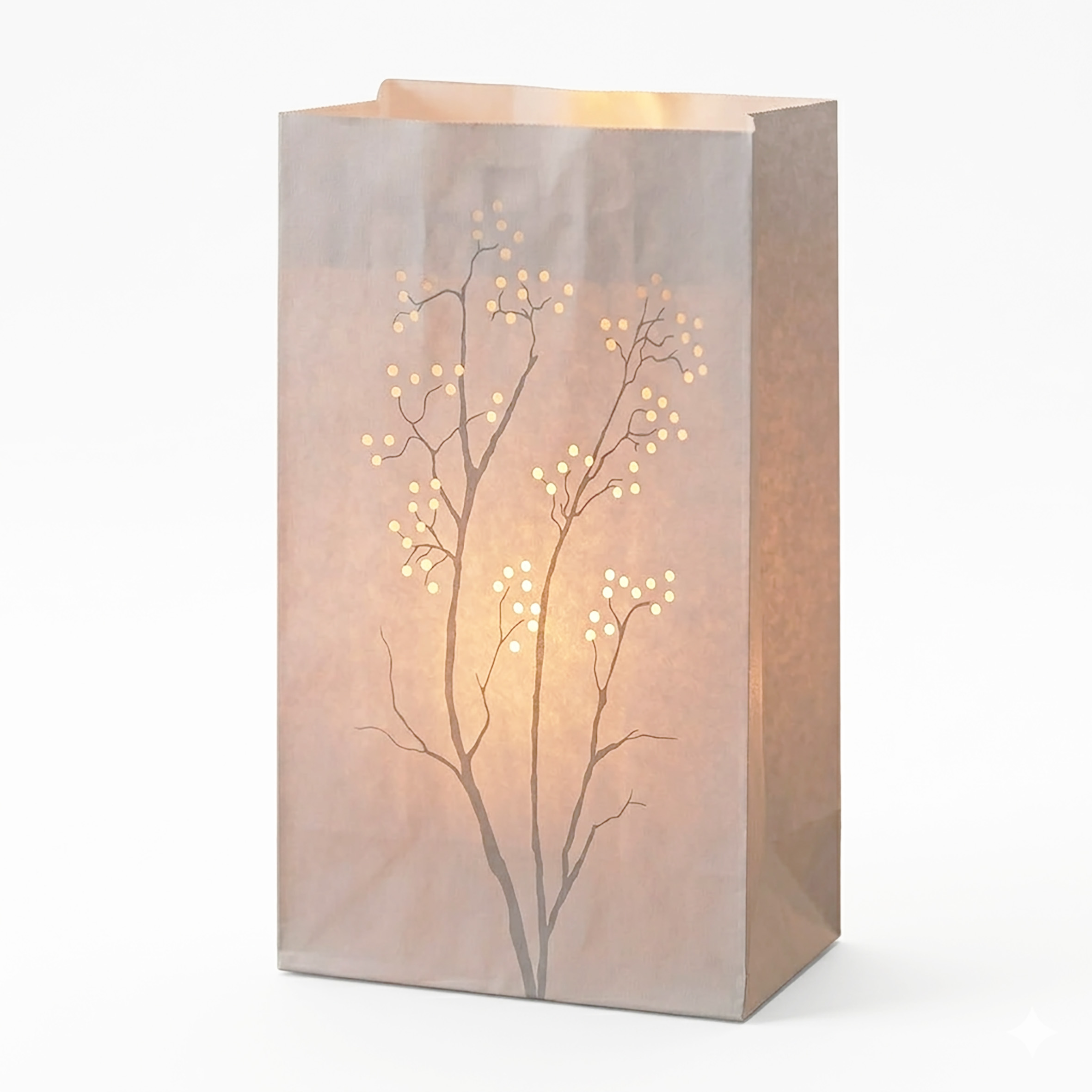 Lichtertüten Set inklusive 16 Teelichter mit 10 Stunden Brenndauer - 26 x 15 cm - Papierlaternen mit Strauch-Motiv Deko für Garten, Balkon oder Hochzeit