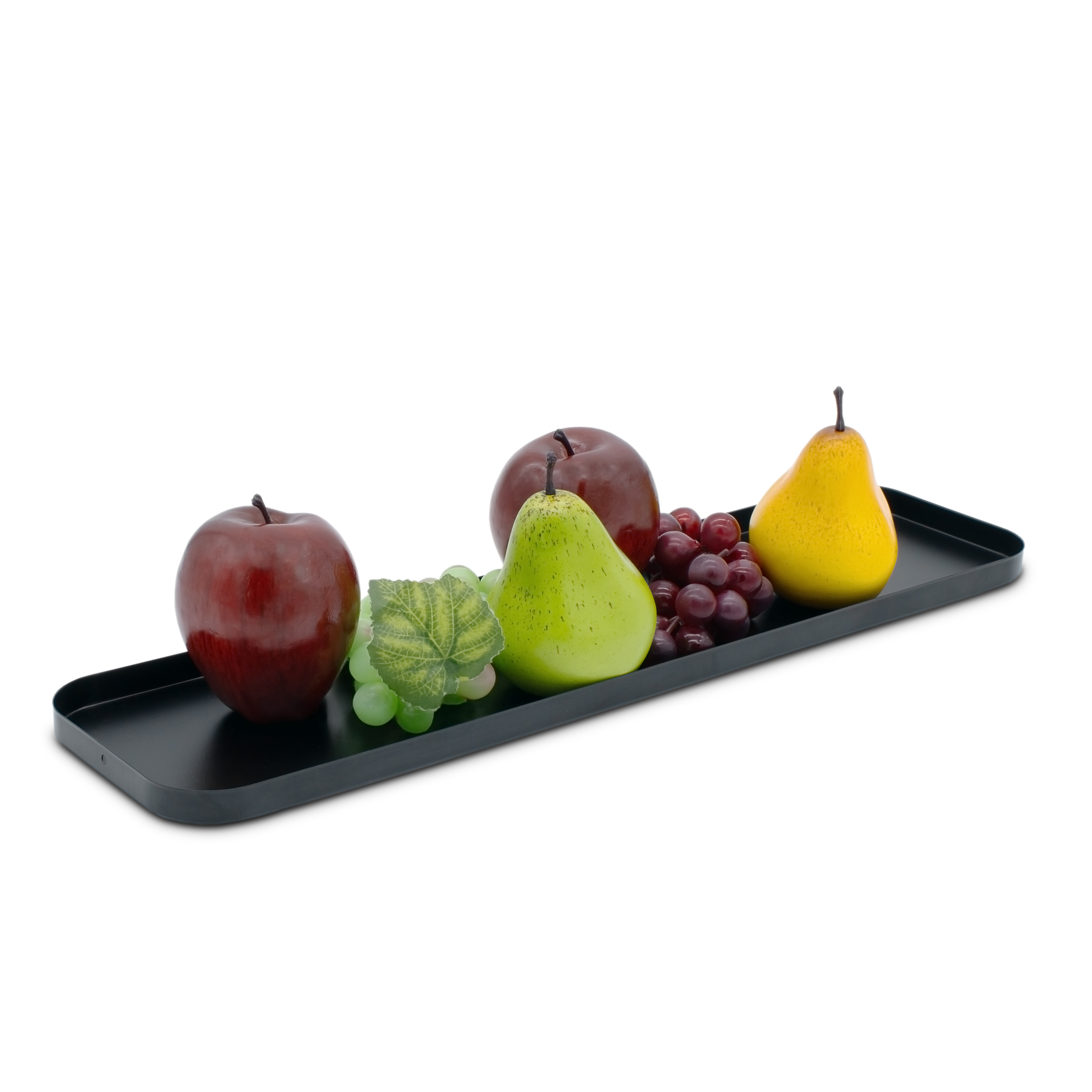 Metall Kerzentablett schwarz - 50 cm x 13 cm - Deko Tablett recheckig mit Rand