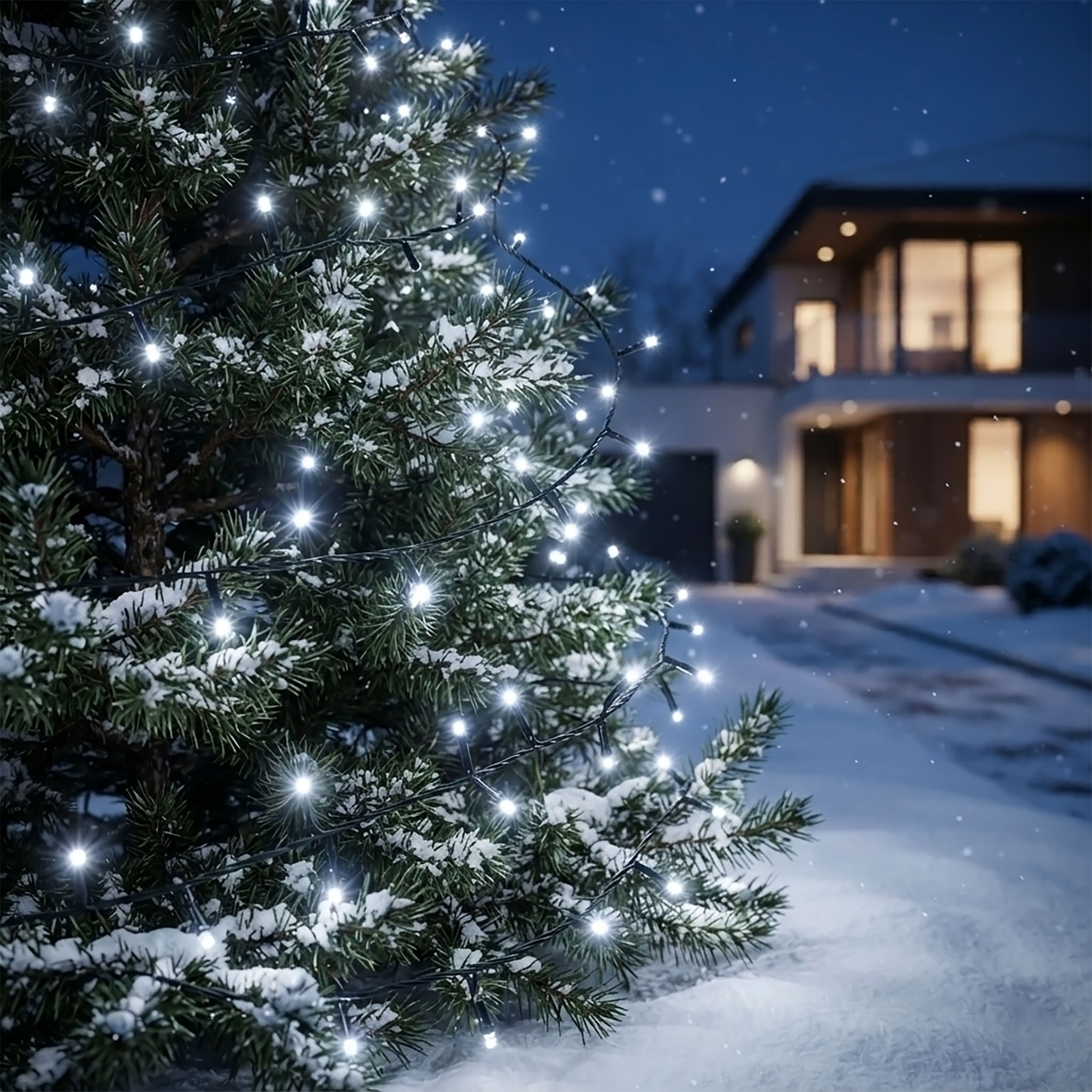 Weihnachts Lichterkette 120 LED - (kalt) weiß mit Timer