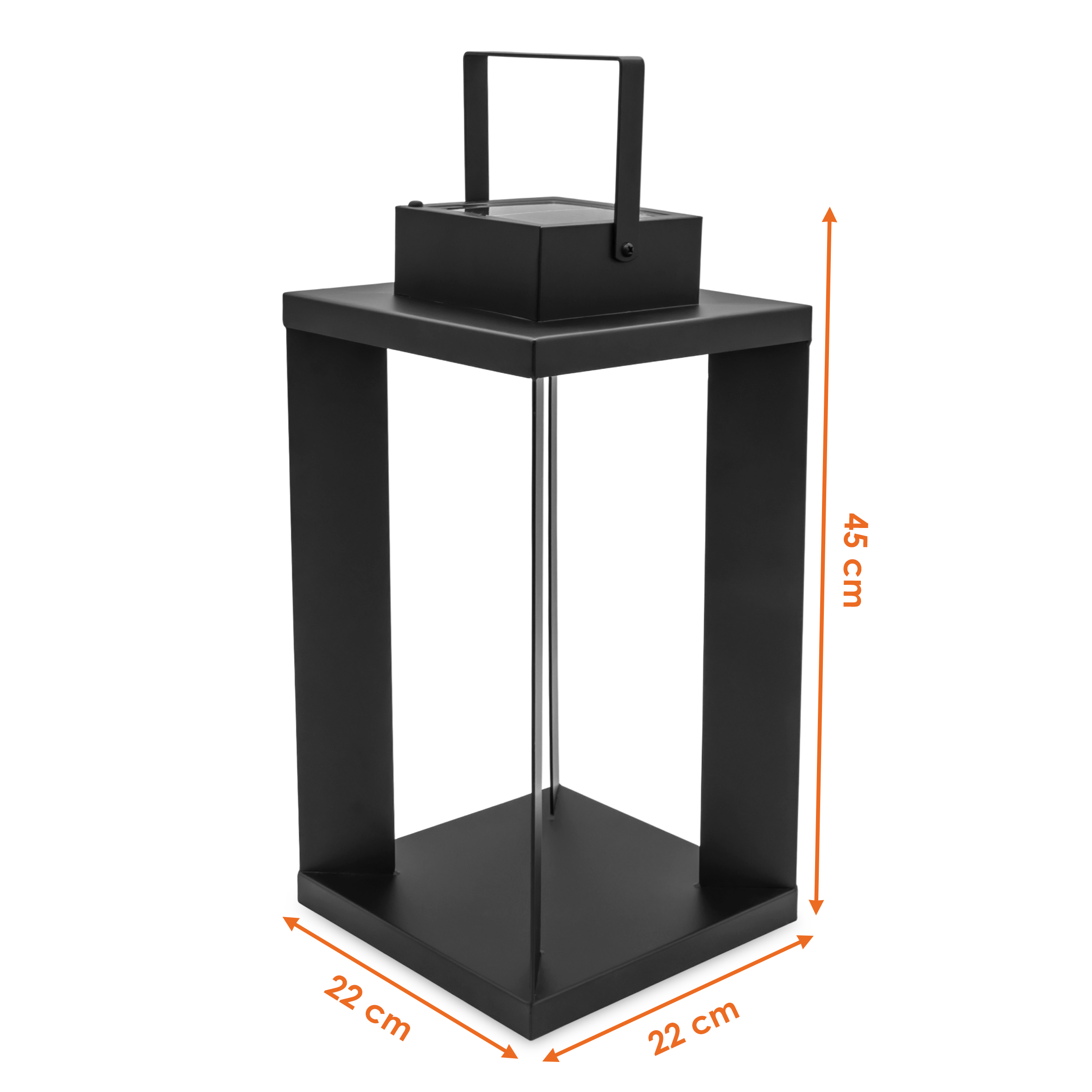 Metall Solar Laterne schwarz 25 LED warm weiß - 45 x 22 cm - Design Gartenleuchte solarbetrieben hochwertig massiv