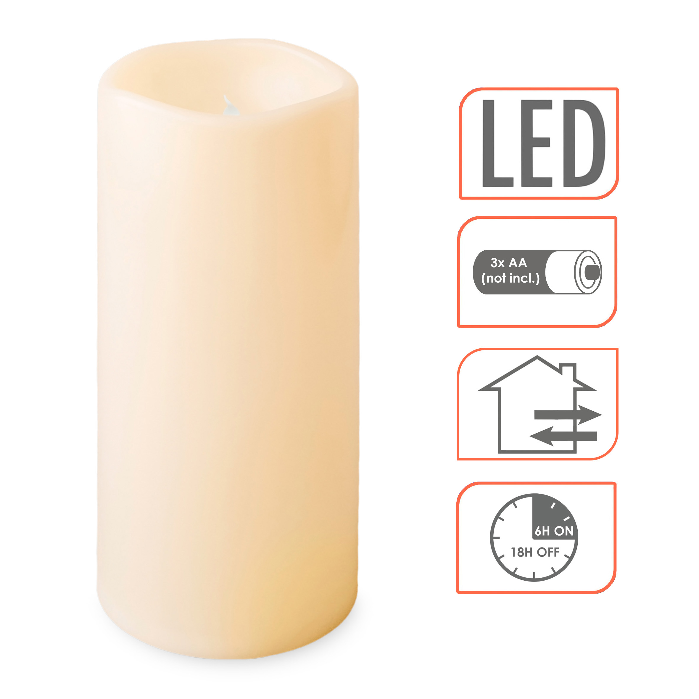 XXL LED Outdoor Kerze creme weiß mit Timer Funktion - 30 cm - Elektrische Stumpenkerze groß für Außen mit Flammeneffekt