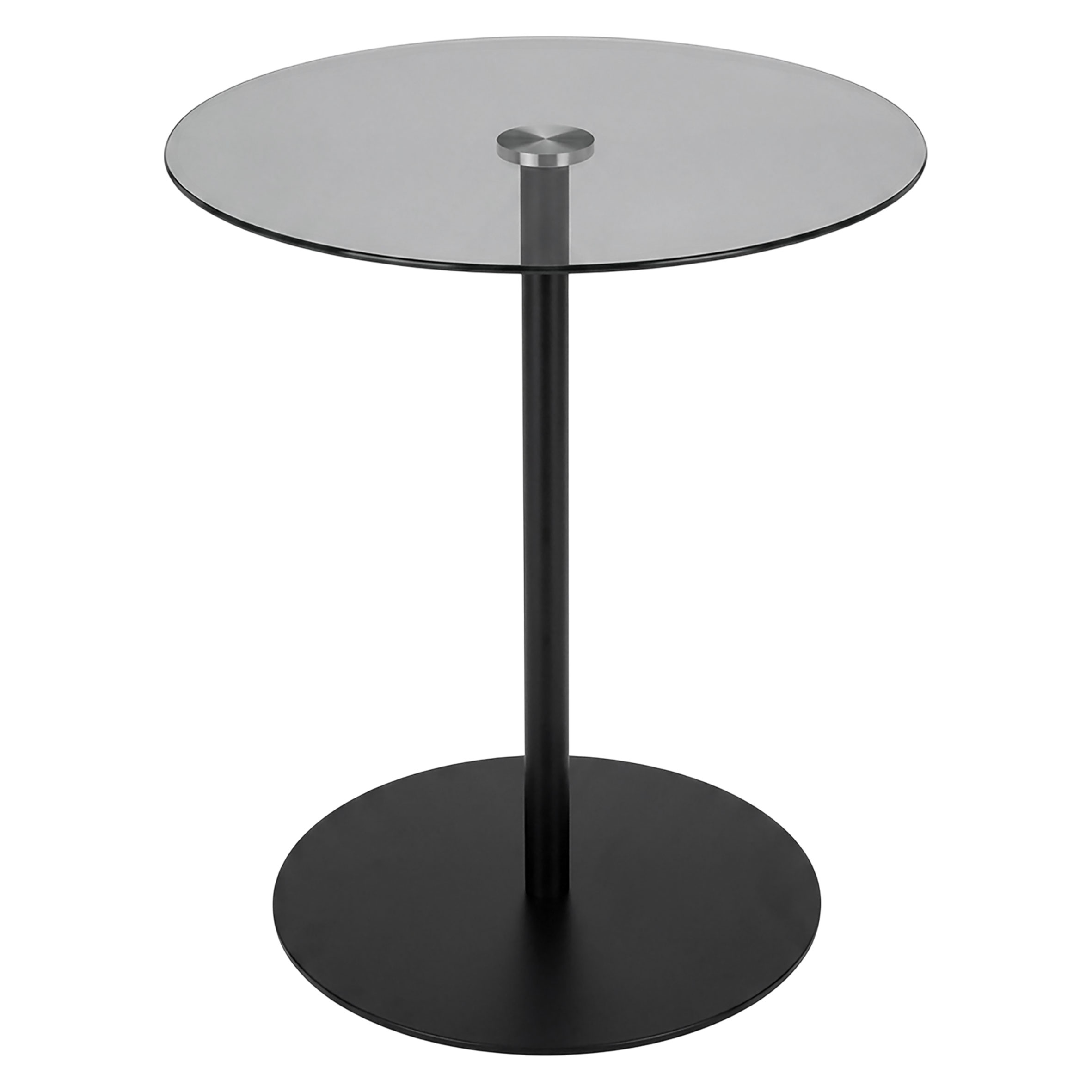 Metall Beistelltisch rund mit Glasplatte - 43 x 40 cm - Couchtisch im Modernen Bistrotisch Design