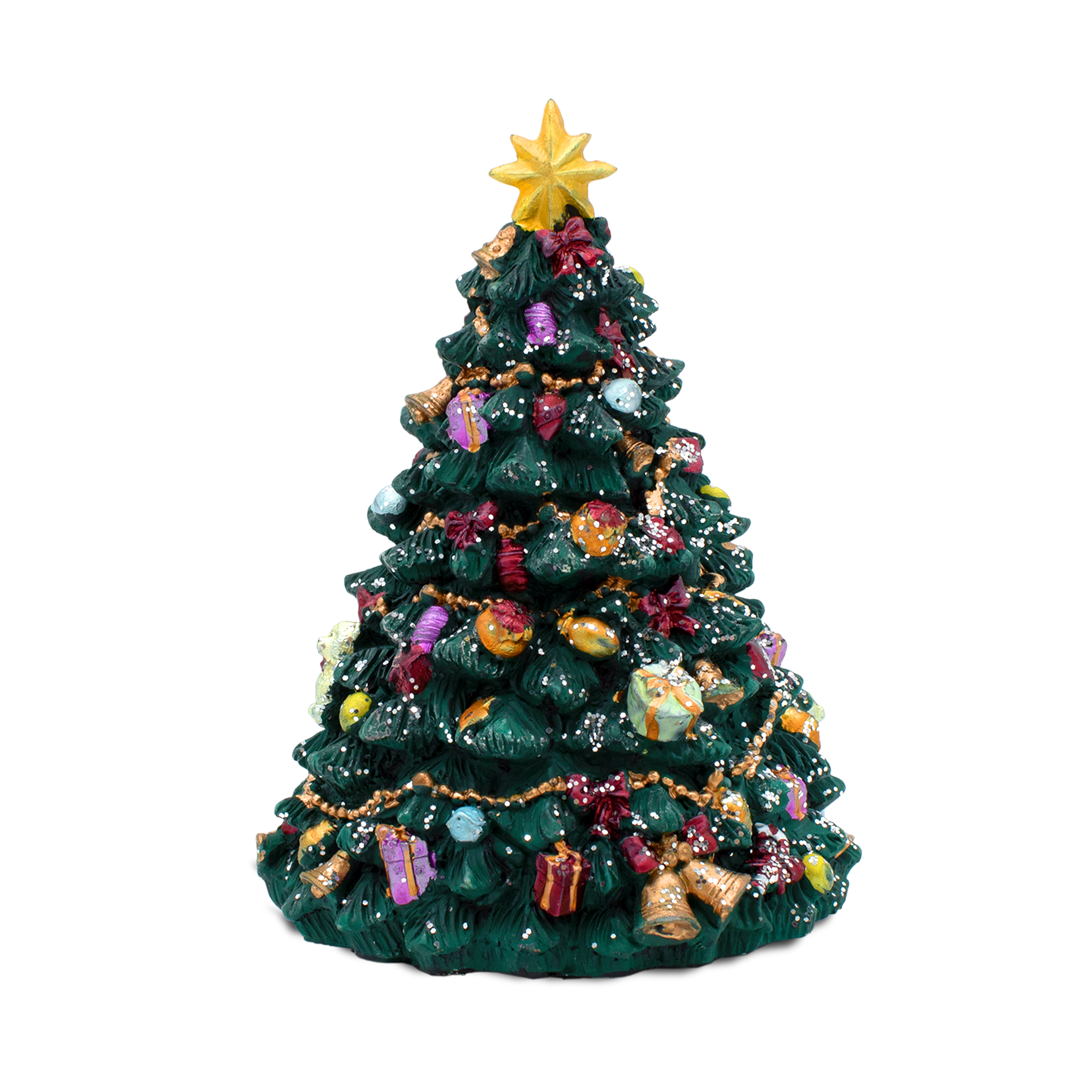 Retro Spieluhr "Oh Tannenbaum" drehend - 16 cm - Deko Weihnachtsbaum zum Aufziehen mit Musik