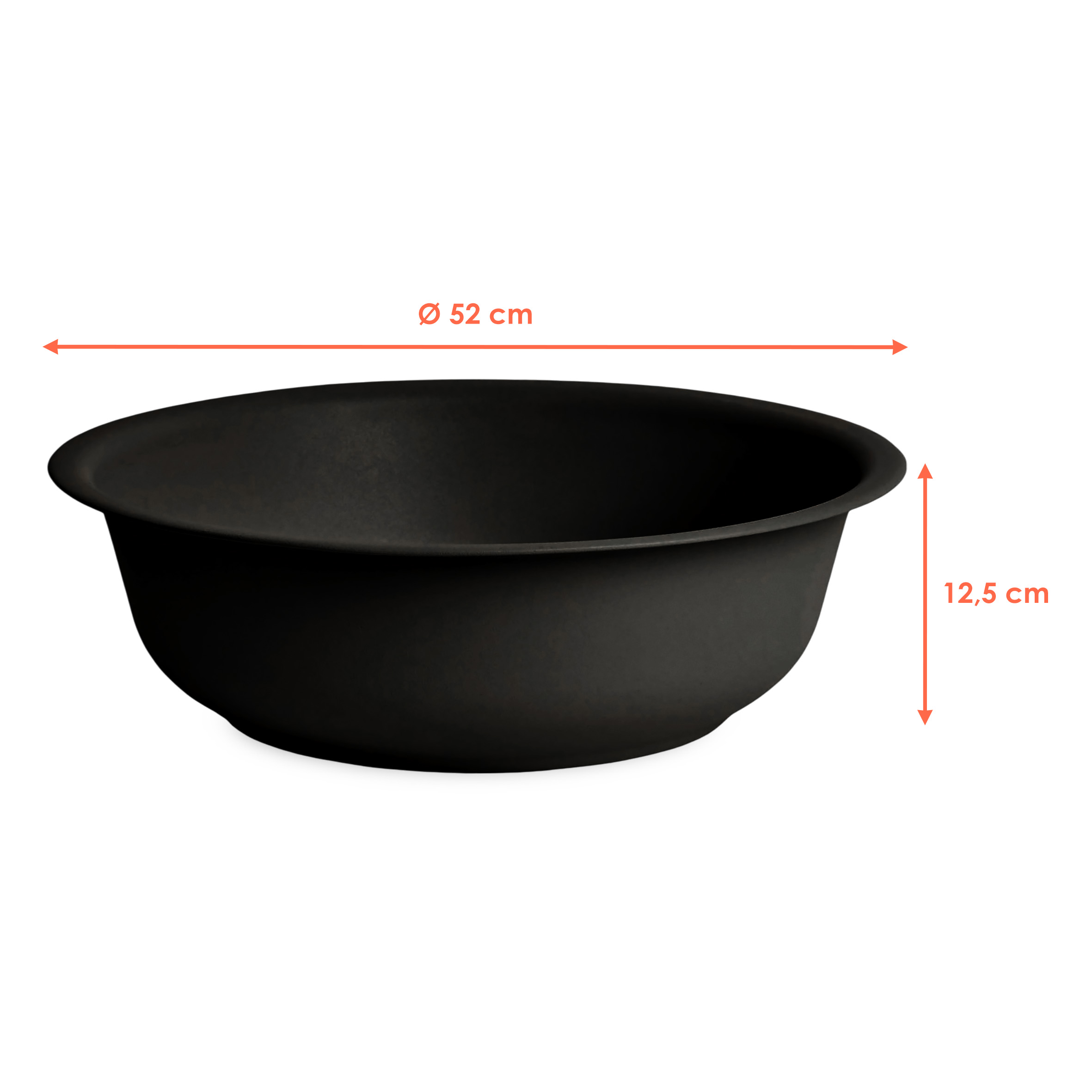 Mini Gartenteich rund schwarz - 52 cm - Garten Deko Metall Blumenschale klein