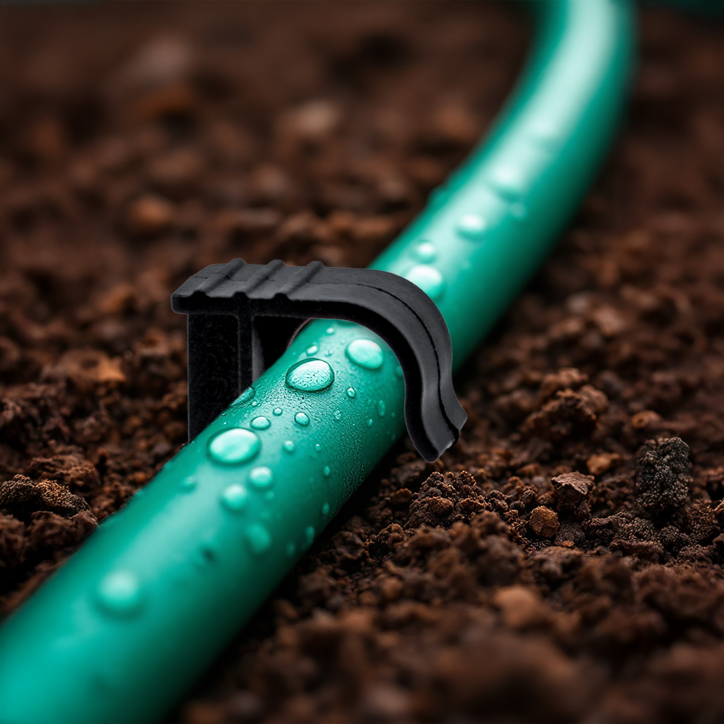 Gartenschlauch Bodenanker schwarz 16 cm - 100 Stück - Erdspieß für Sprinkler und Bewässerungsschläuche