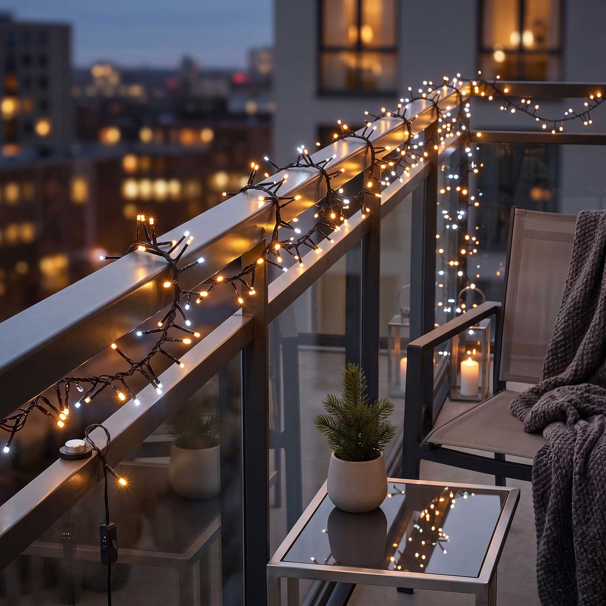 Büschel Lichterkette kalt & warm weiß Mix dimmbar mit Timer - 1512 LED - Weihnachtslichterkette 14 m mit Netzstecker für Außen und Innen