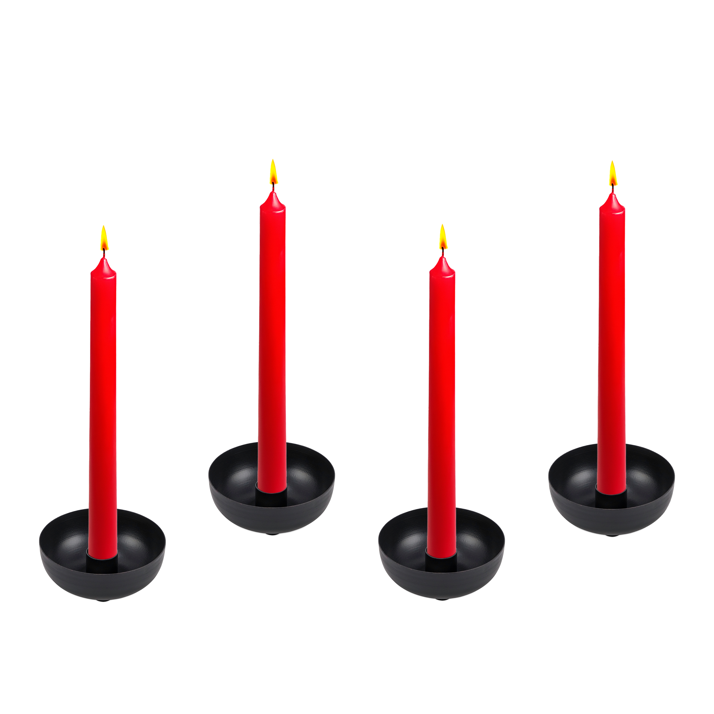 Metall Kerzenschale schwarz 4er Set - Ø 9 cm - Schale mit Halter für Stabkerze