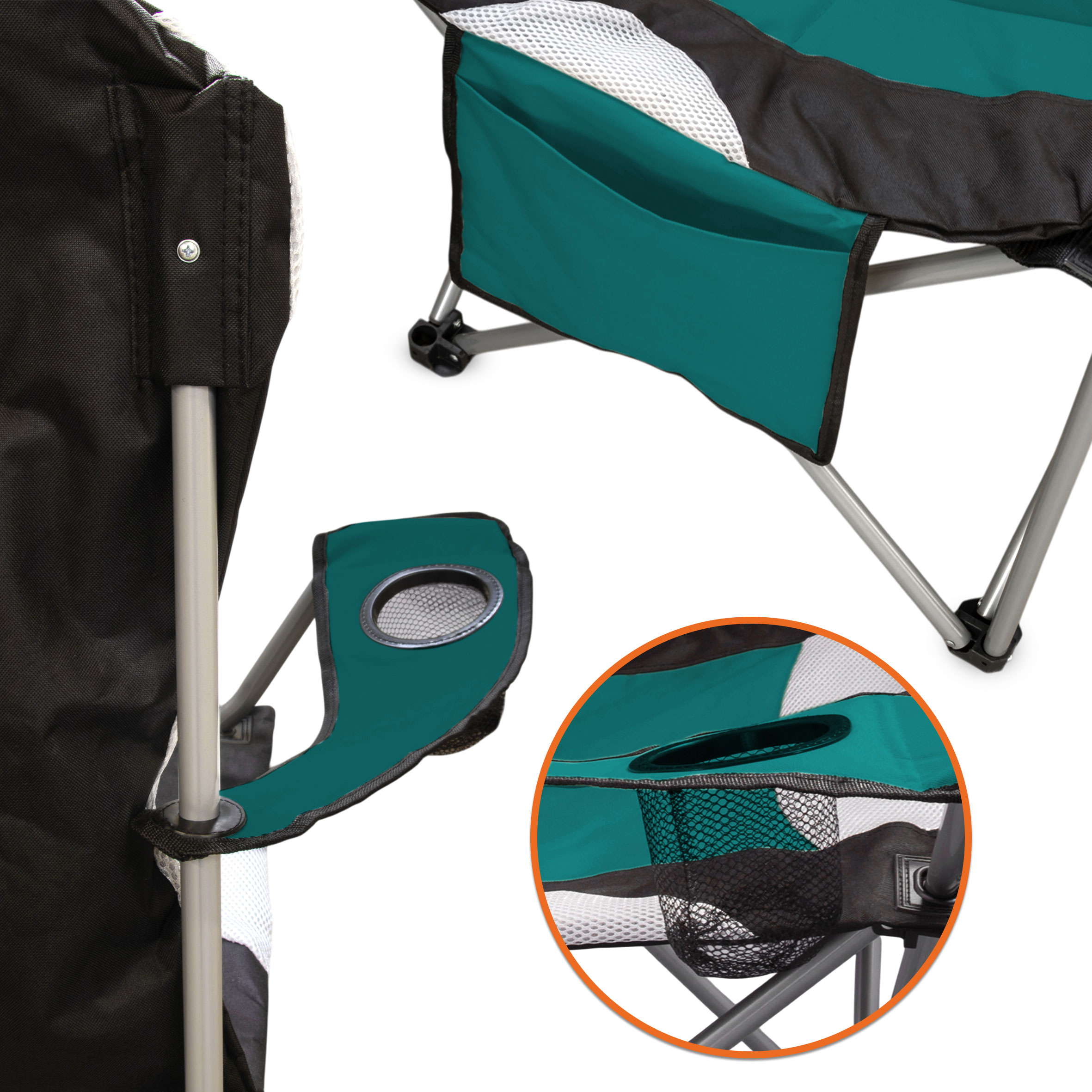Camping Sitzgruppe 3-teilig mit Aluminium Klapptisch und Tragetasche - grün - Garten Tischgruppe mit 2 Campingstühlen bis 150kg