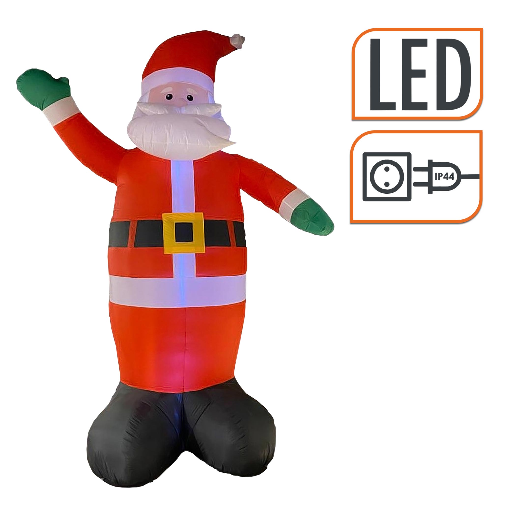 Aufblasbarer Weihnachtsfigur mit LED Beleuchtung selbstaufblasend mit bunten LEDs für Außen und Innen