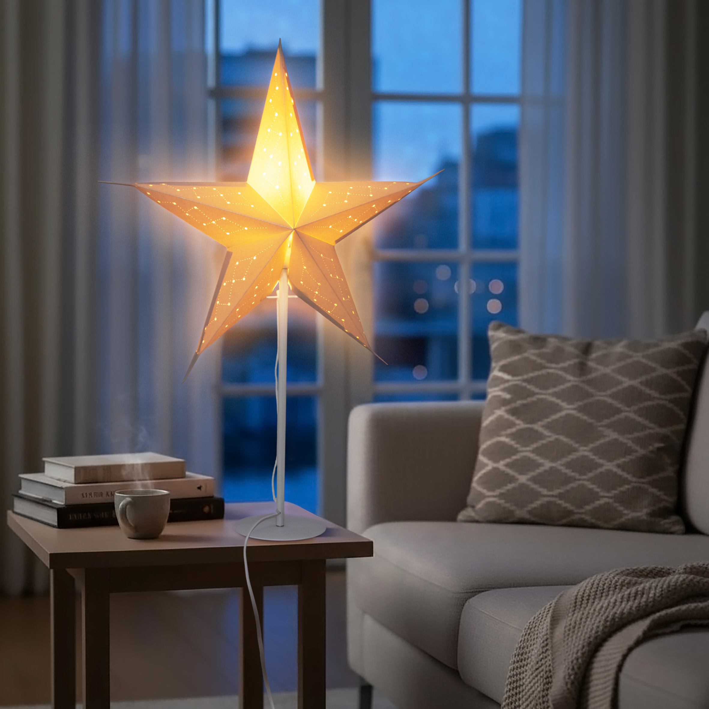 Weihnachtsstern Tischlampe - 68x44 cm - Fenster Deko Stern Tischleuchte