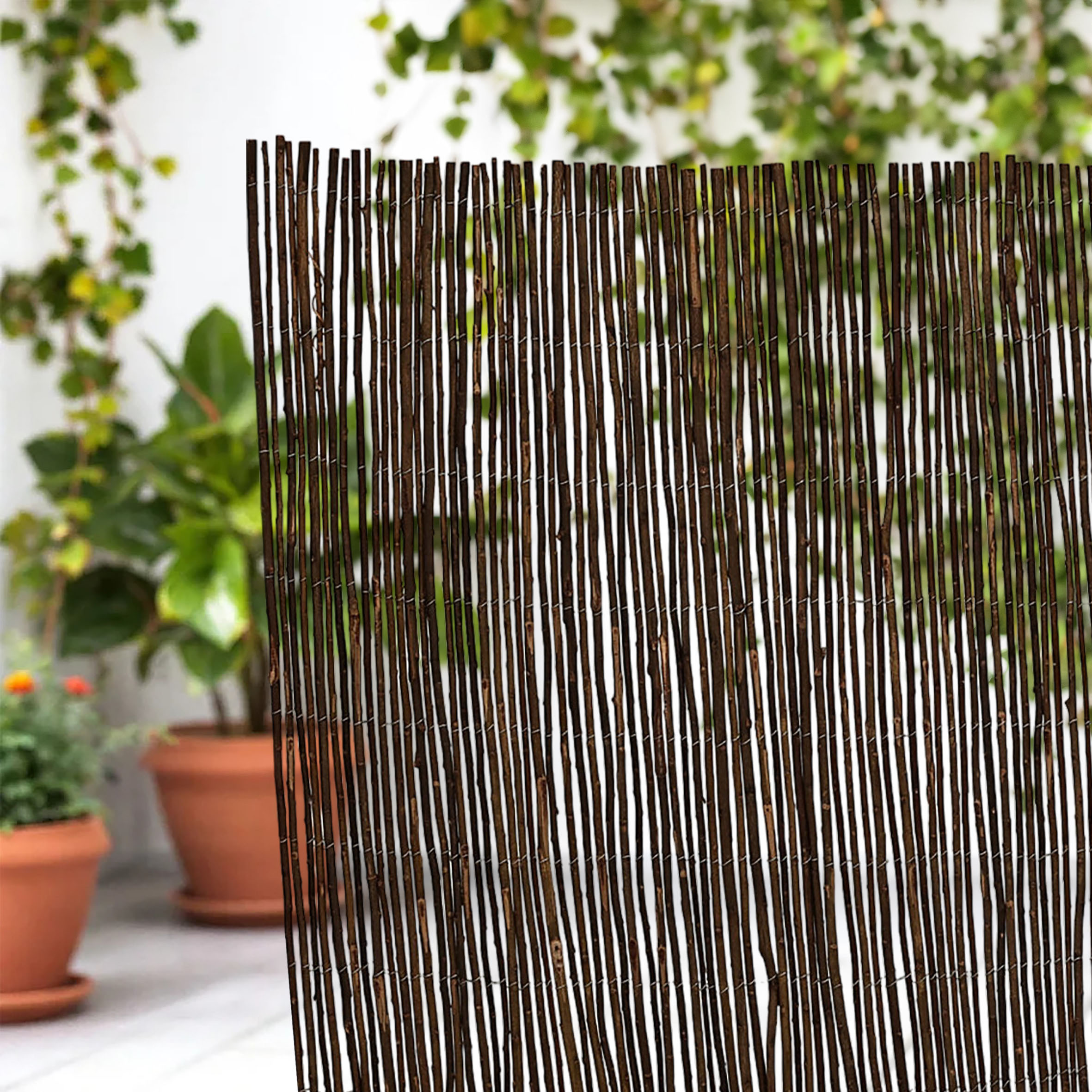 Balkon Sichtschutz Matte aus Weide - 250 x 75 cm - Holz Windschutz Zaun blickdicht