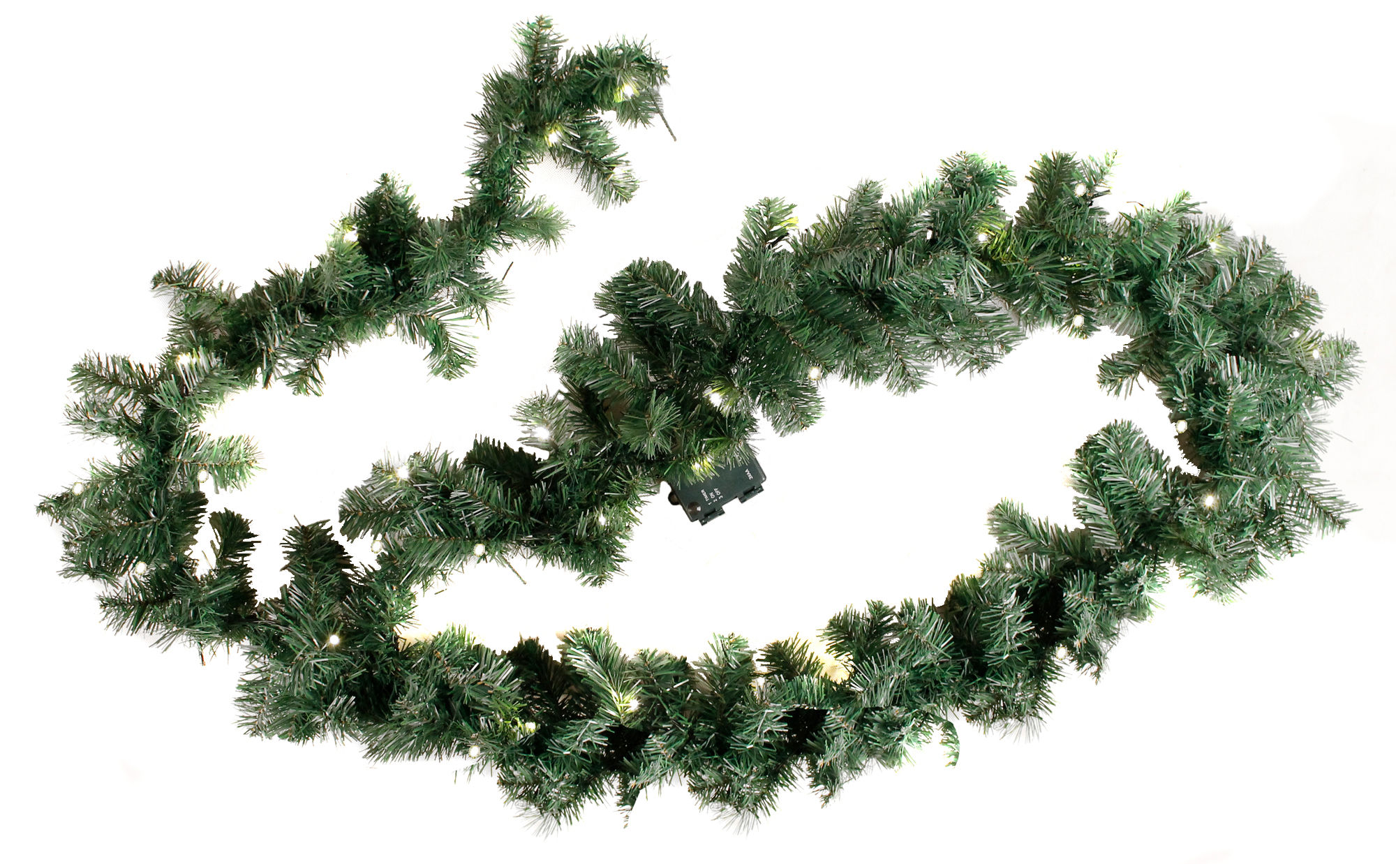 Weihnachts-Girlande grün mit Lichterkette für Außen - 270 cm - Künstliche Tannen Girlande beleuchtet mit Timer
