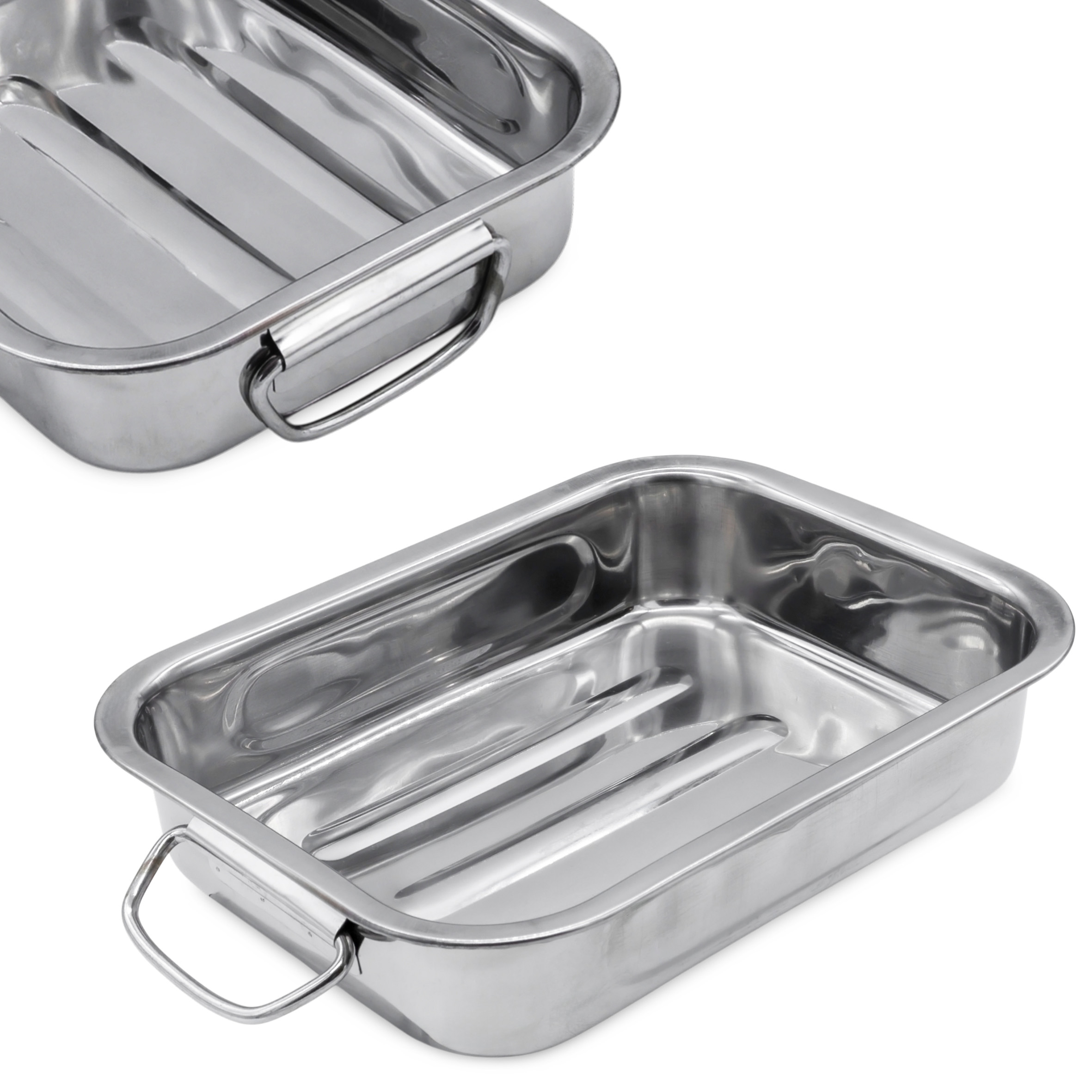 Bräter Set aus Edelstahl mit Griffen - 3-teilig - Auflaufform Gratinform Backform