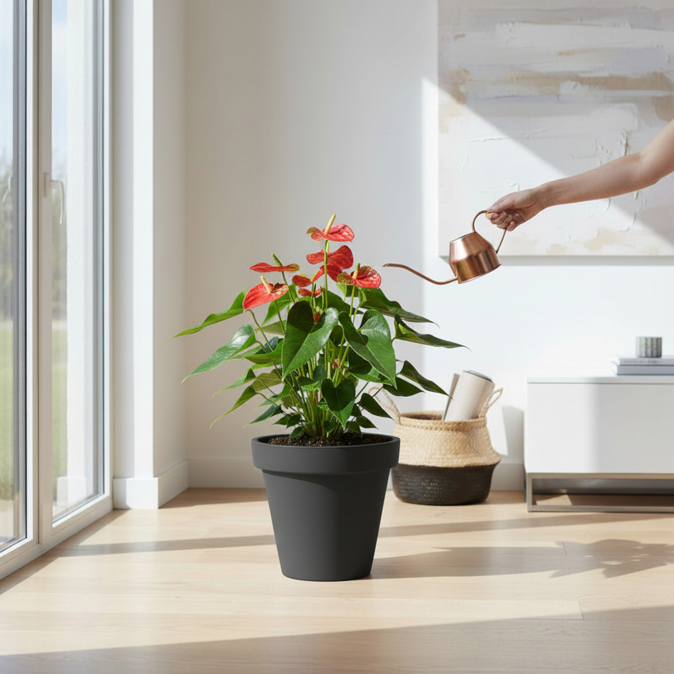 Kunststoff Pflanzkübel M rund Ø 38 cm - anthrazit - Blumenkübel groß für Außen und Innen