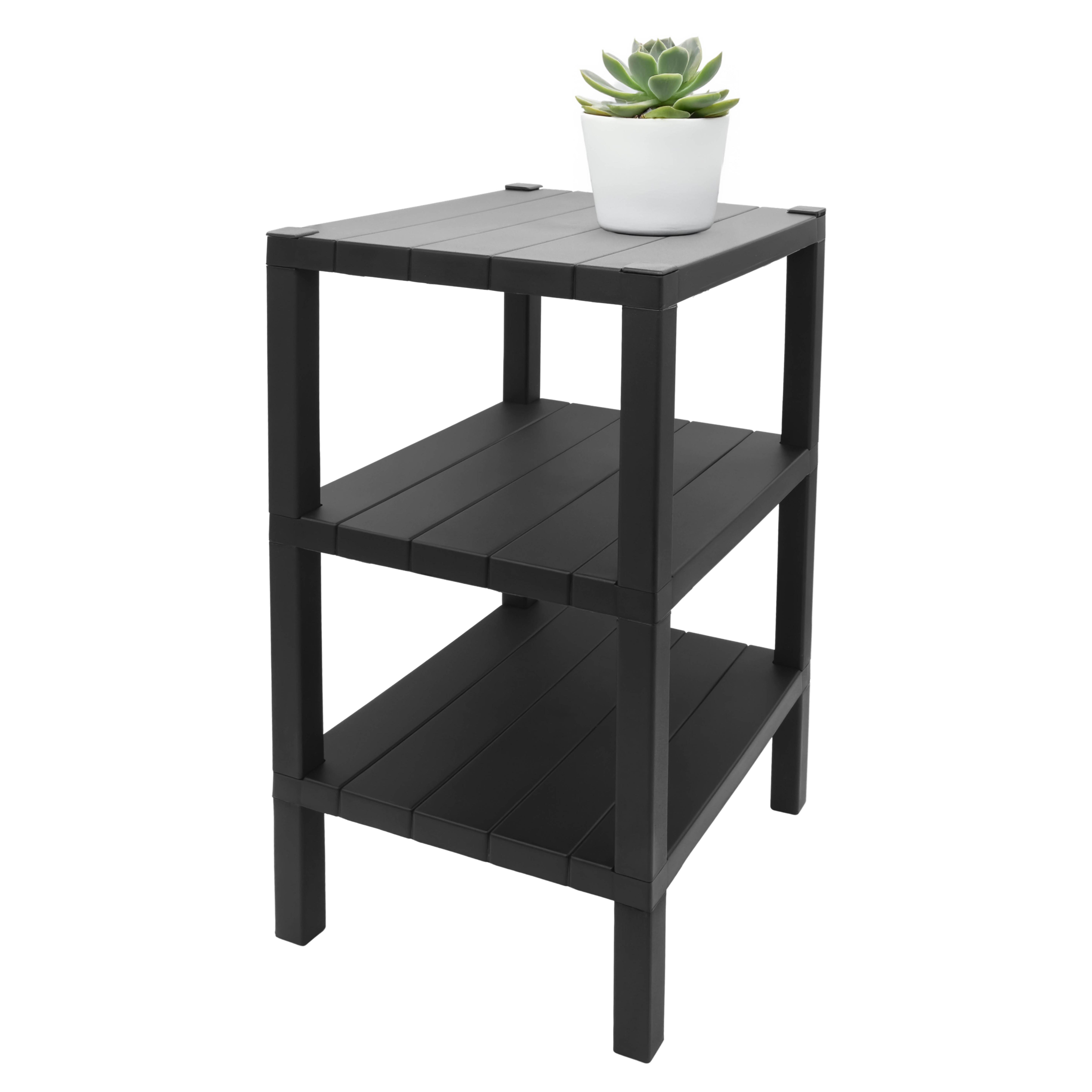 Kunststoff Beistelltisch groß in anthrazit - 72 x 33 cm - Standregal rechteckig mit 3 Ebenen