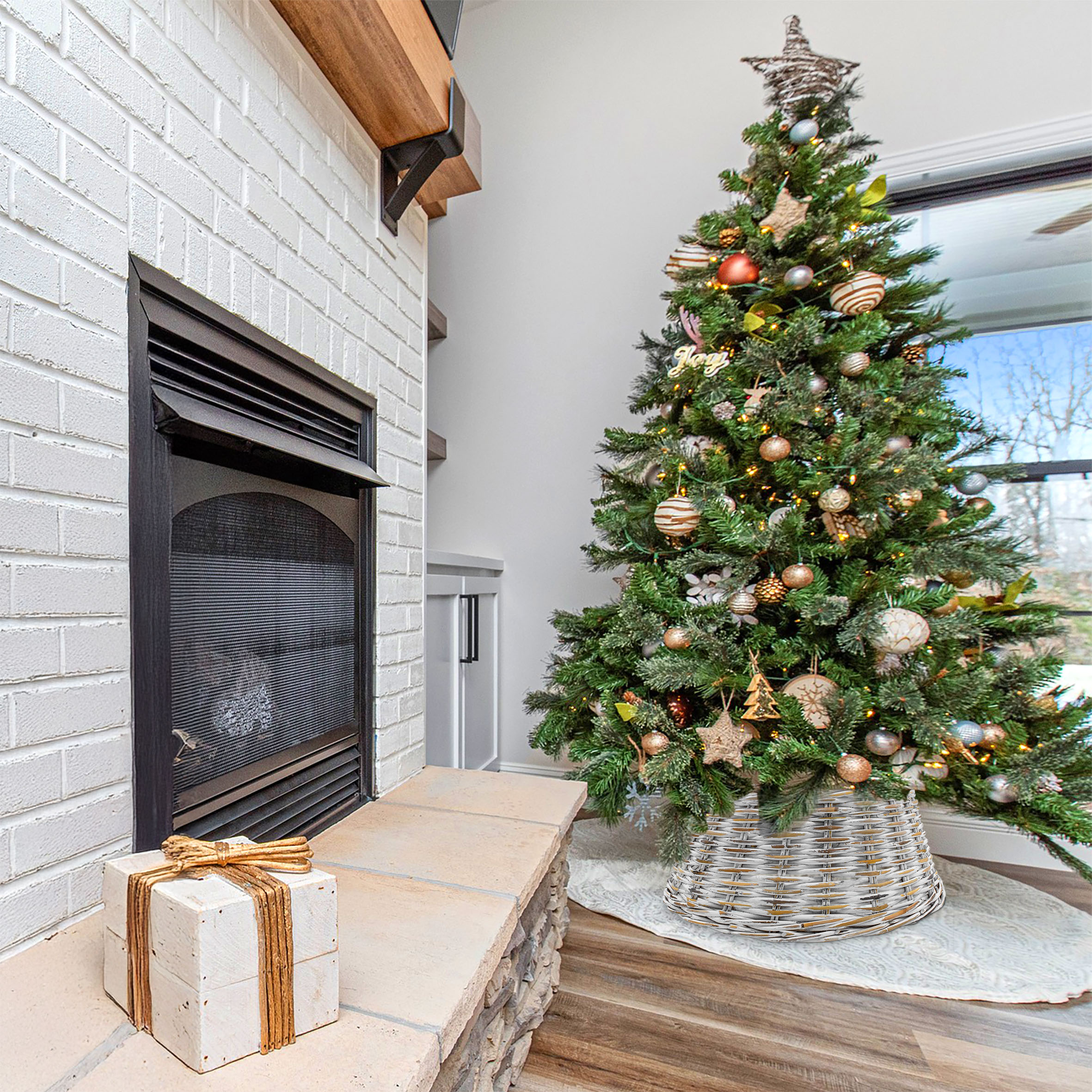Rattan Weihnachtsbaumrock aus Weide 60 cm - 5 Farben wählbar - Abdeckung für den Christbaum Ständer