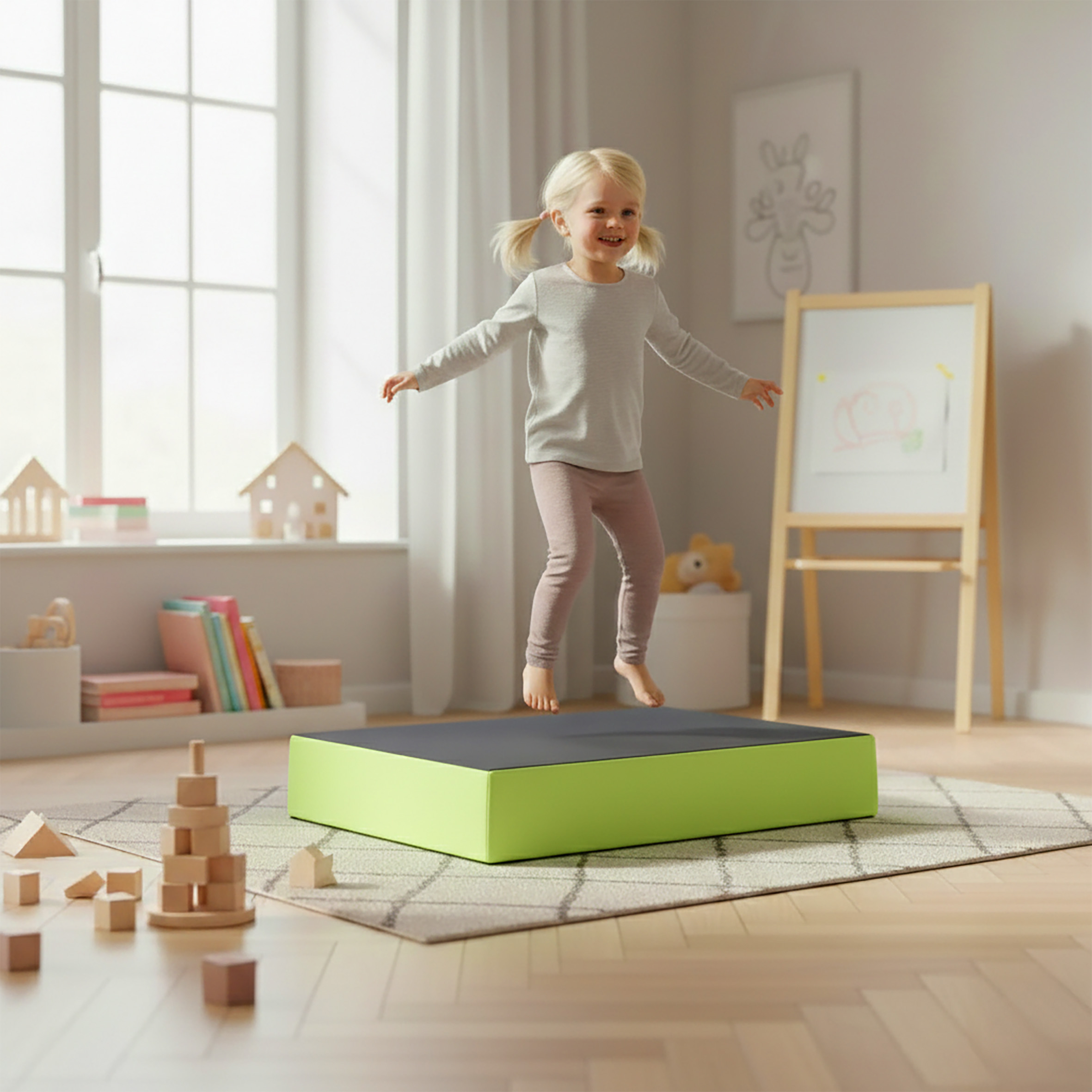 Jump Hüpfpolster 99 x 75 x 18 cm - grün - Hüpfmatratze für Kinder ab 3 Jahre bis 40 kg