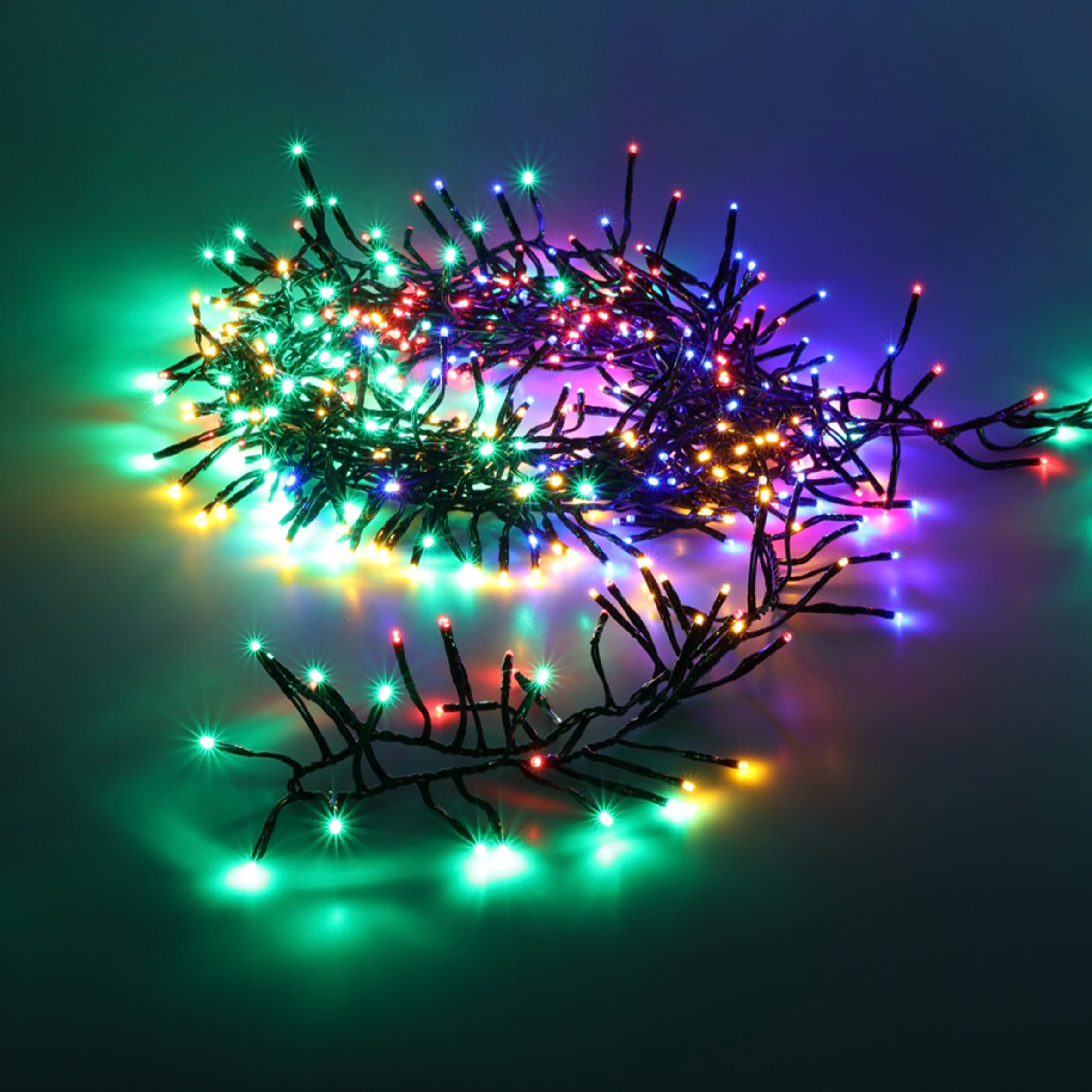 LED Lichterkette bunt für Außen mit Timer und Netzstecker - 384 LED / 4,9 m - Weihnachts Dekobeleuchtung multicolor mit 8 Funktionen