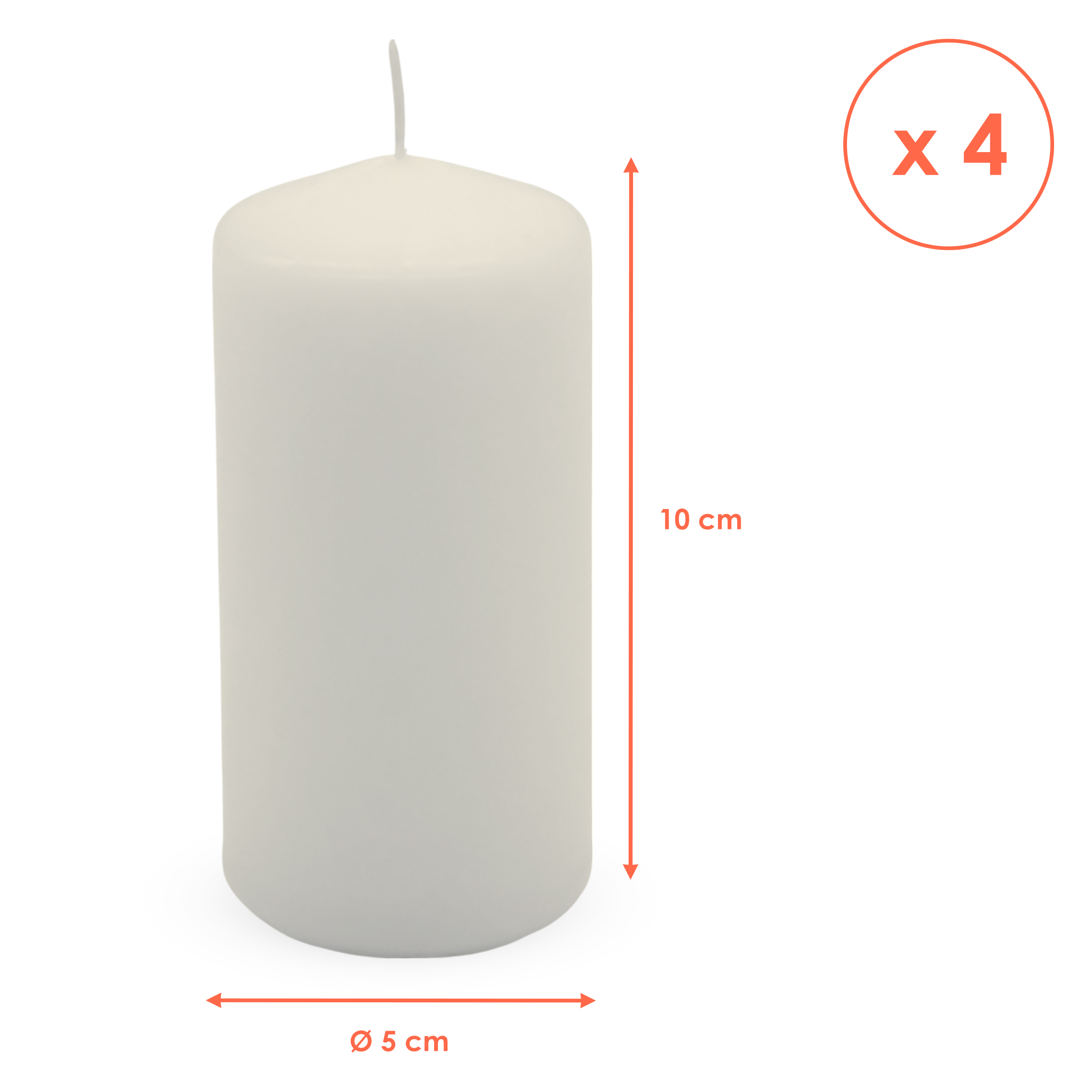 Echtwachs Stumpenkerze 4er Set 10 x 5 cm - creme weiß - Blockkerze 10 cm für Adventskranz und Laternen