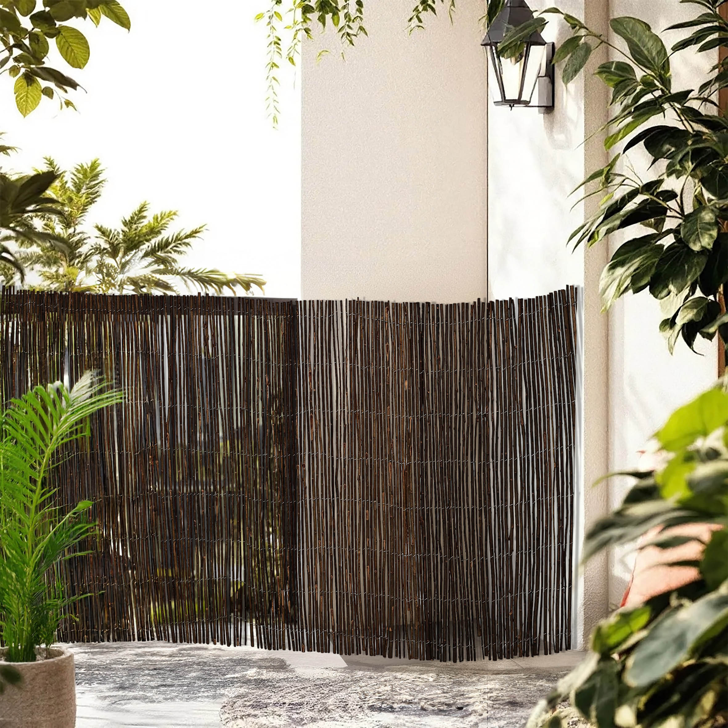 Balkon Sichtschutz Matte aus Weide - 250 x 75 cm - Holz Windschutz Zaun blickdicht